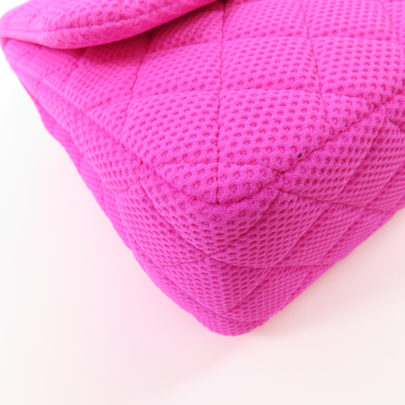 CHANEL 布料Large Classic銀扣鏈帶肩背袋