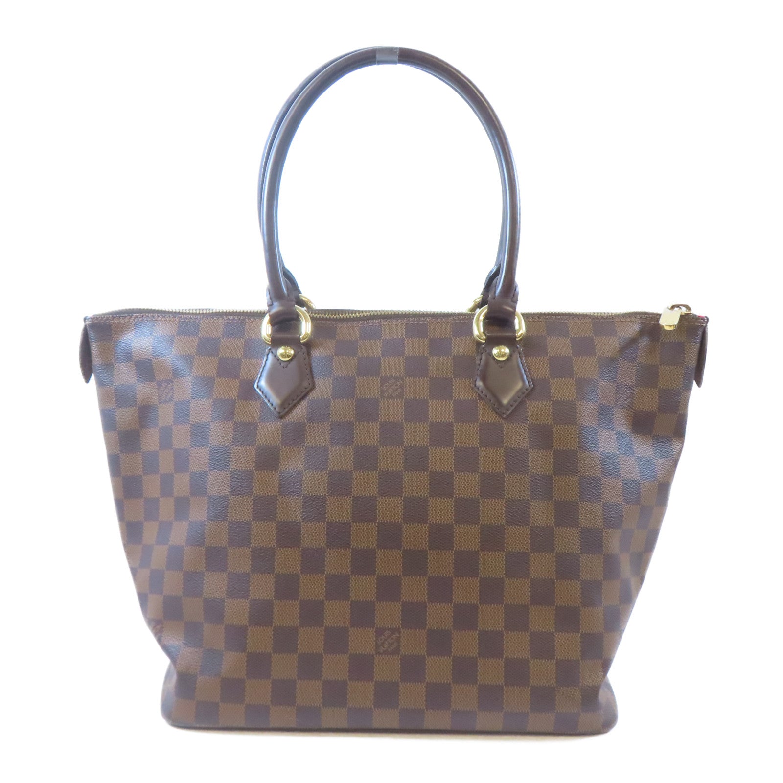 LOUIS VUITTON Damier Saleya MM金扣肩背袋啡色
