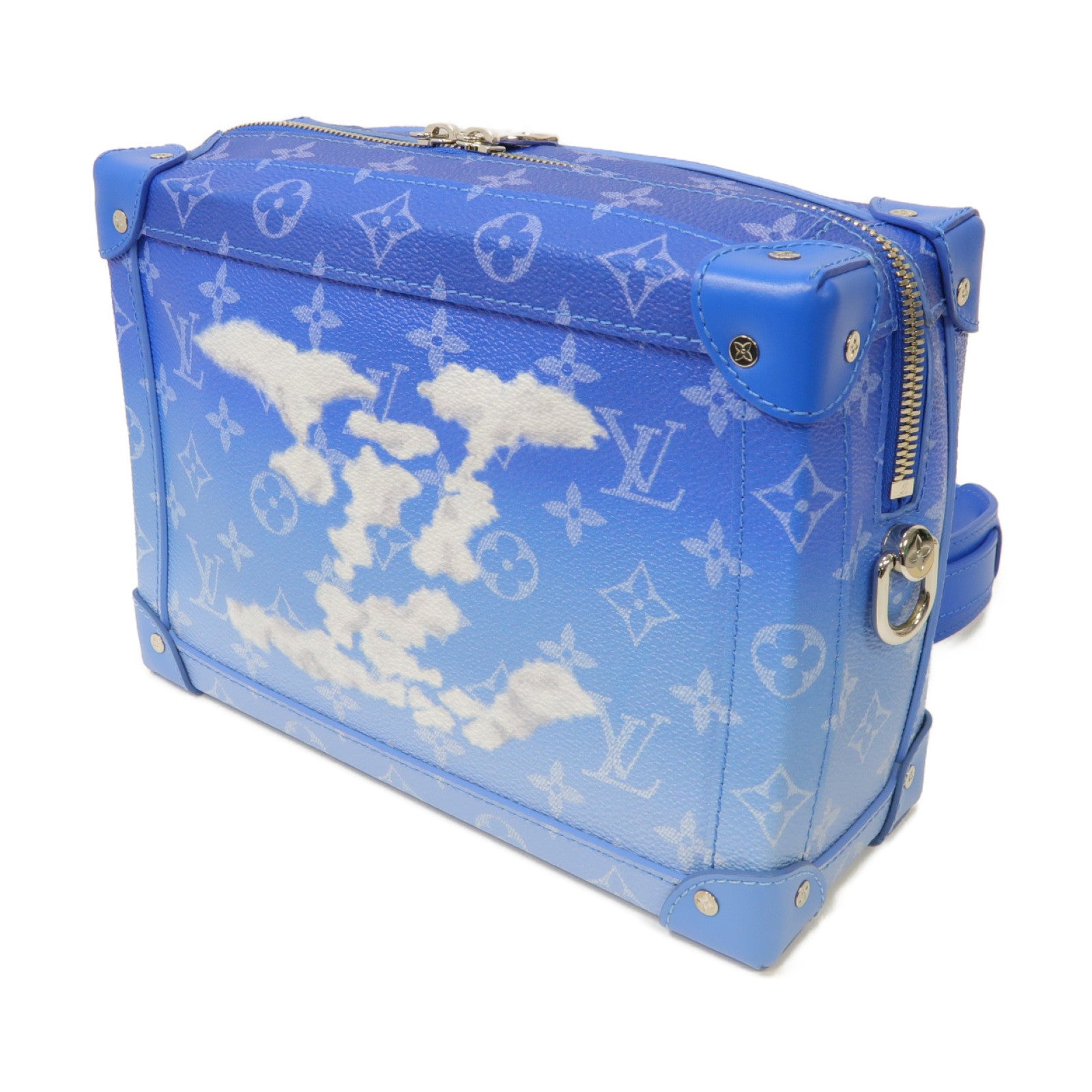 LOUIS VUITTON Monogram Clouds Soft Trunk銀扣肩背袋藍色
