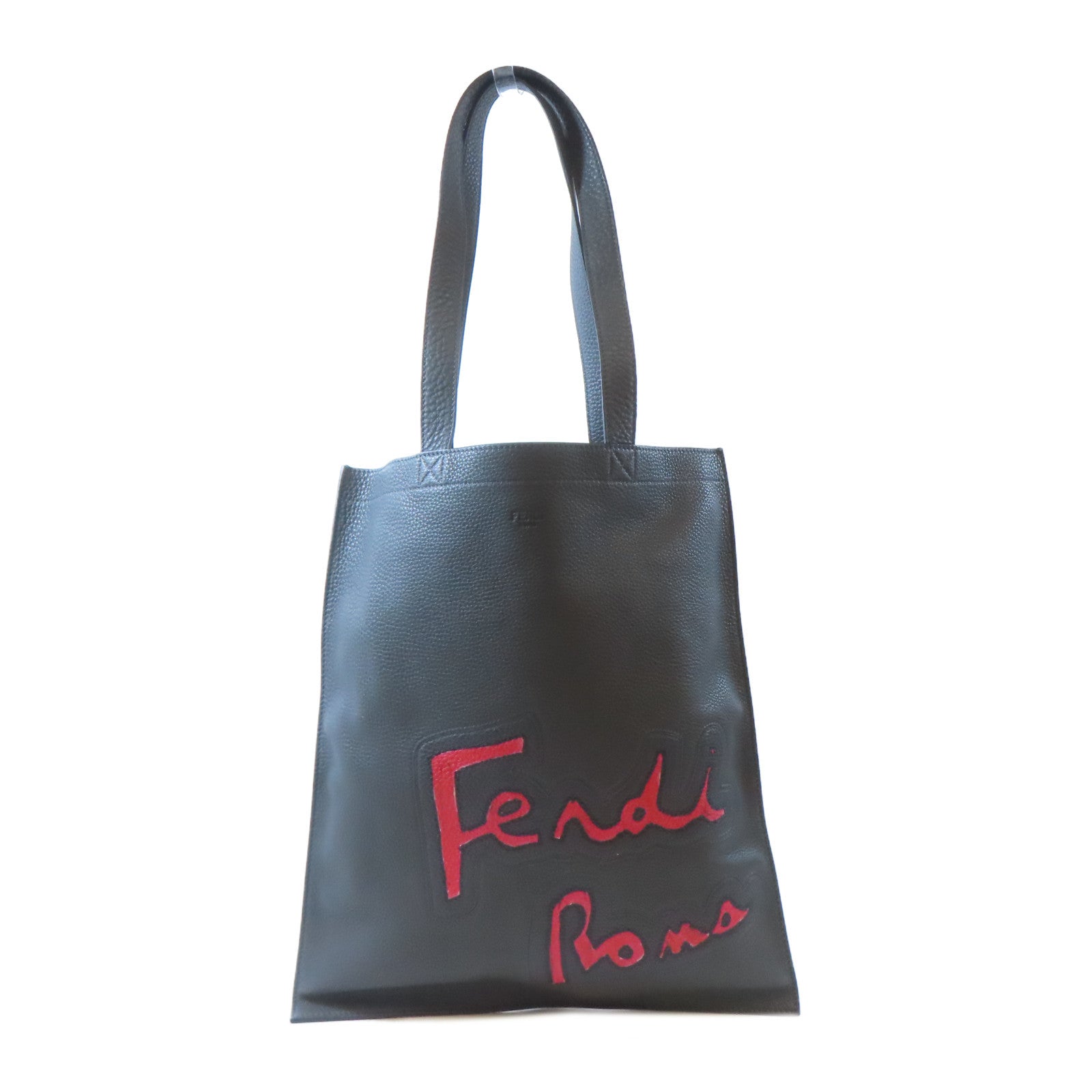 FENDI 牛皮皮革Tote Bag銀扣手挽袋灰色
