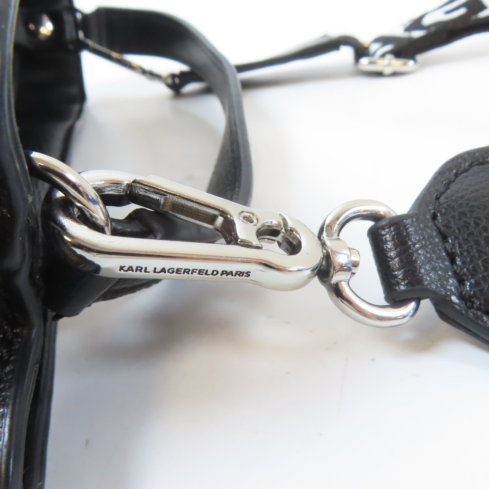 KARL LAGERFELD 牛皮皮革Karl Lagerfeld 2 Way Bucket Bag銀扣手挽肩背兩用袋黑色