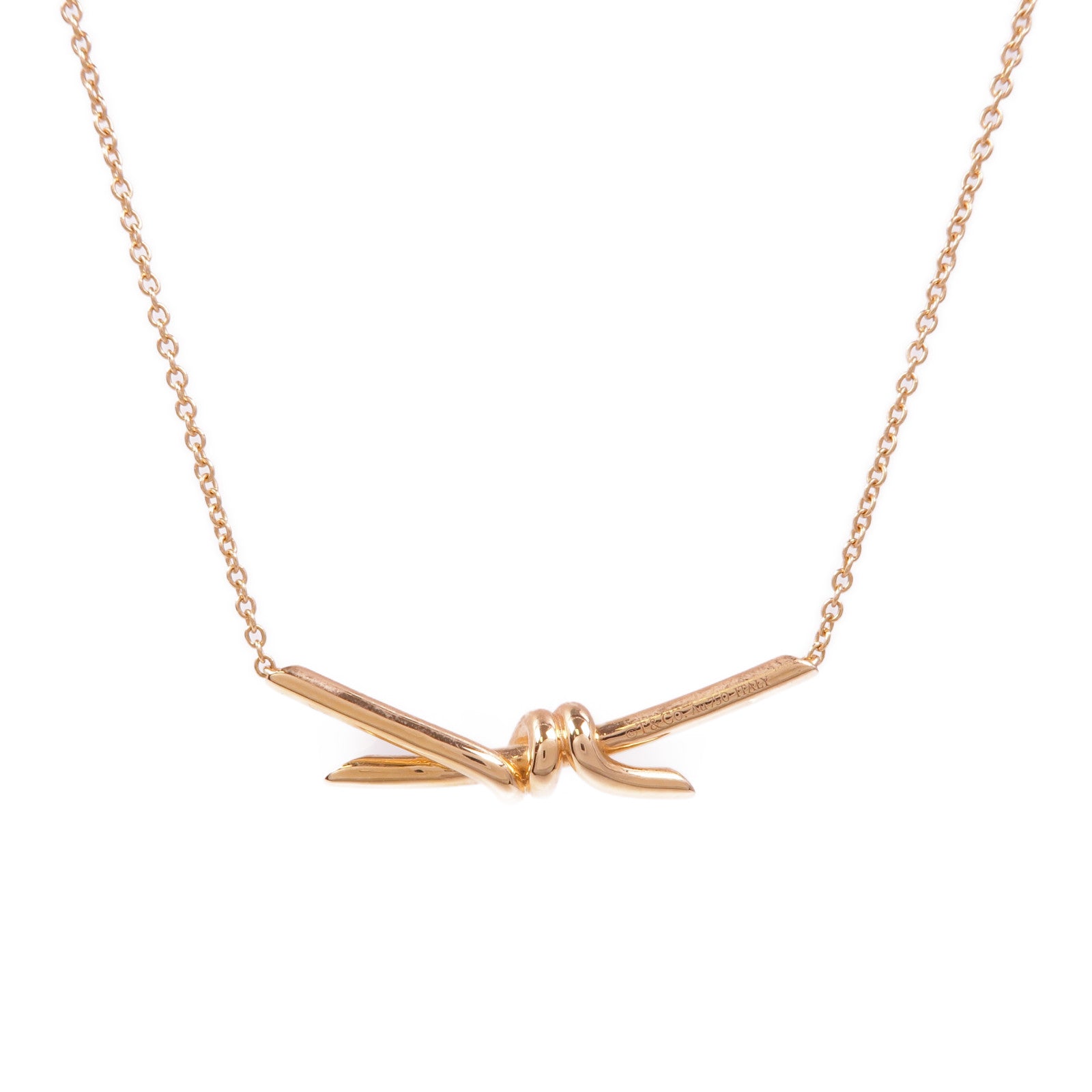 TIFFANY＆CO 18K玫瑰金Tiffany knot項鍊