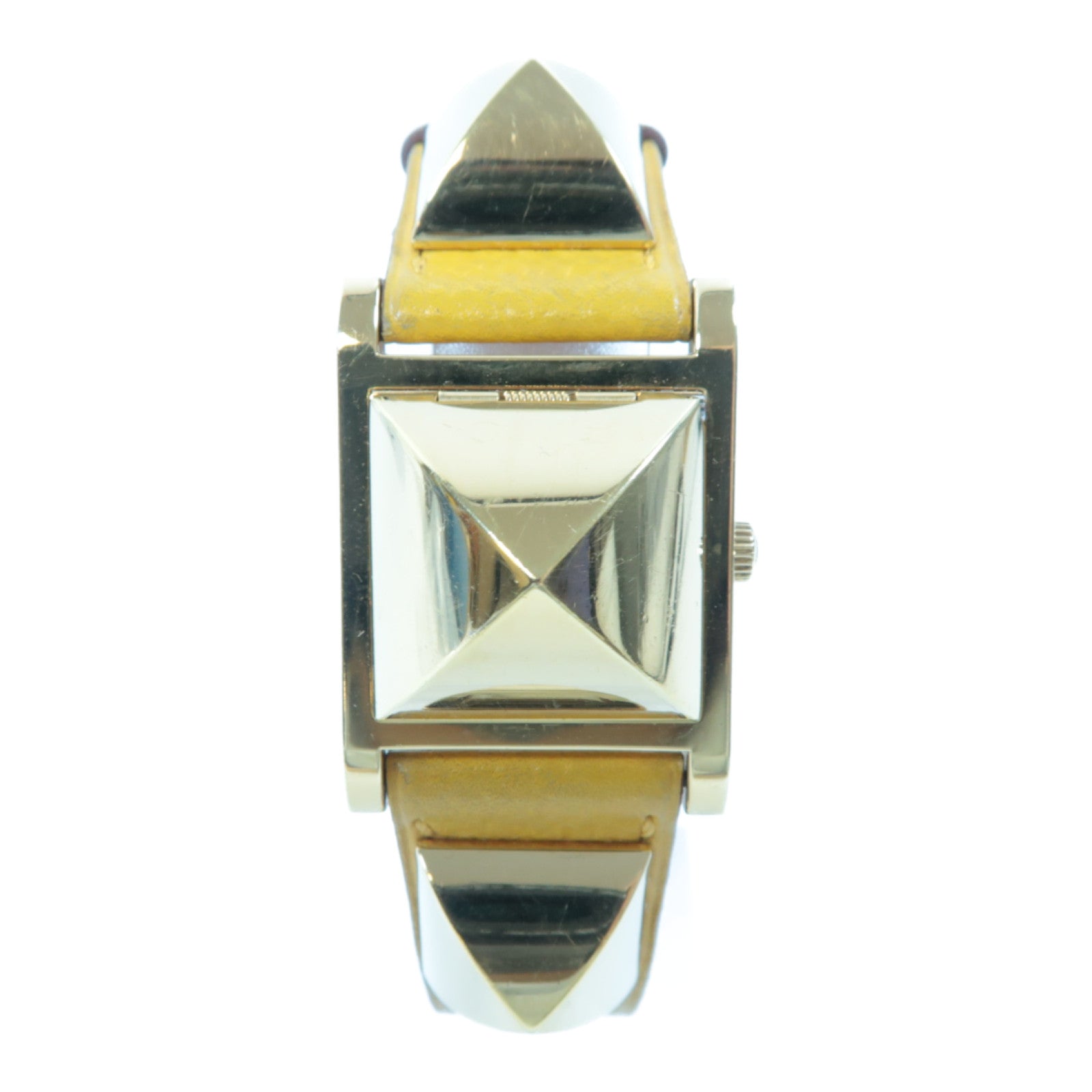 HERMES 【激減優惠】Medor Watch不鏽鋼/皮革手錶石英機芯白色/黃色