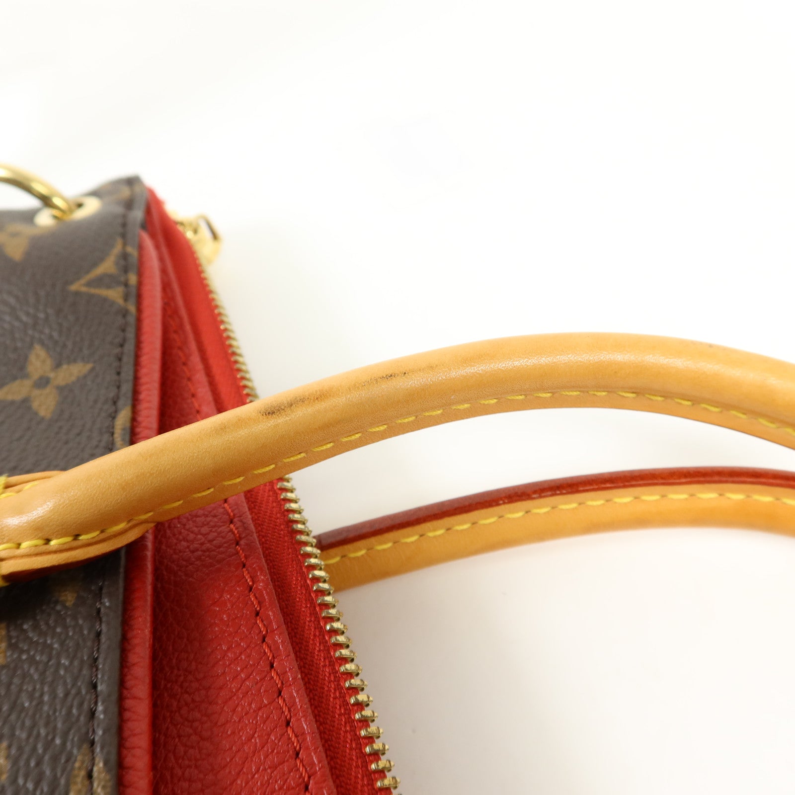 LOUIS VUITTON Monogram Pallas金扣手挽肩背兩用袋棕色/紅色