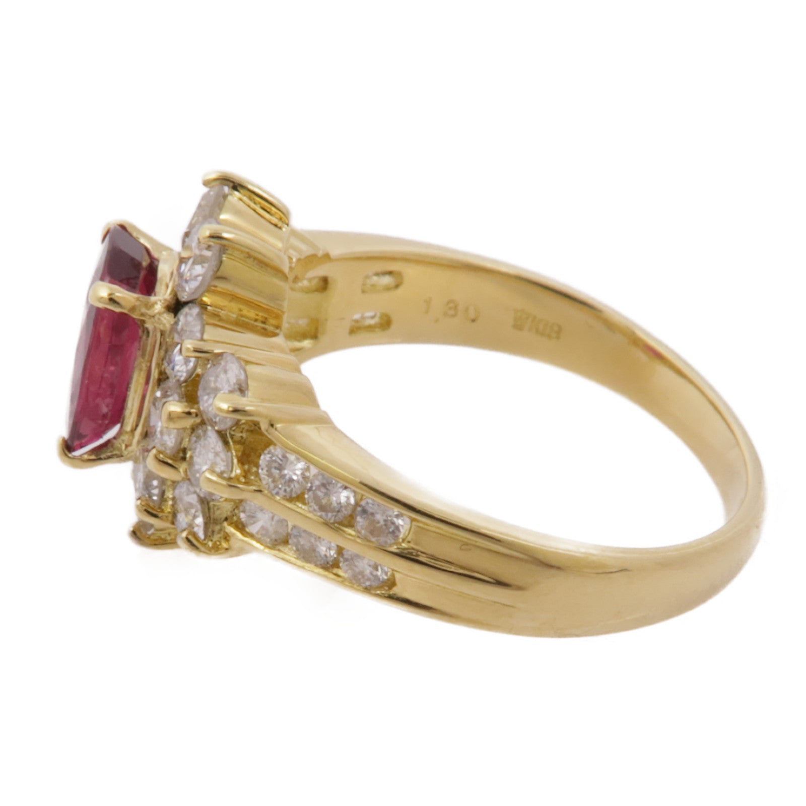 JEWELRY 【激減優惠】18K黃金Ruby Diamond Ring紅寶石/鑽石戒指US#6