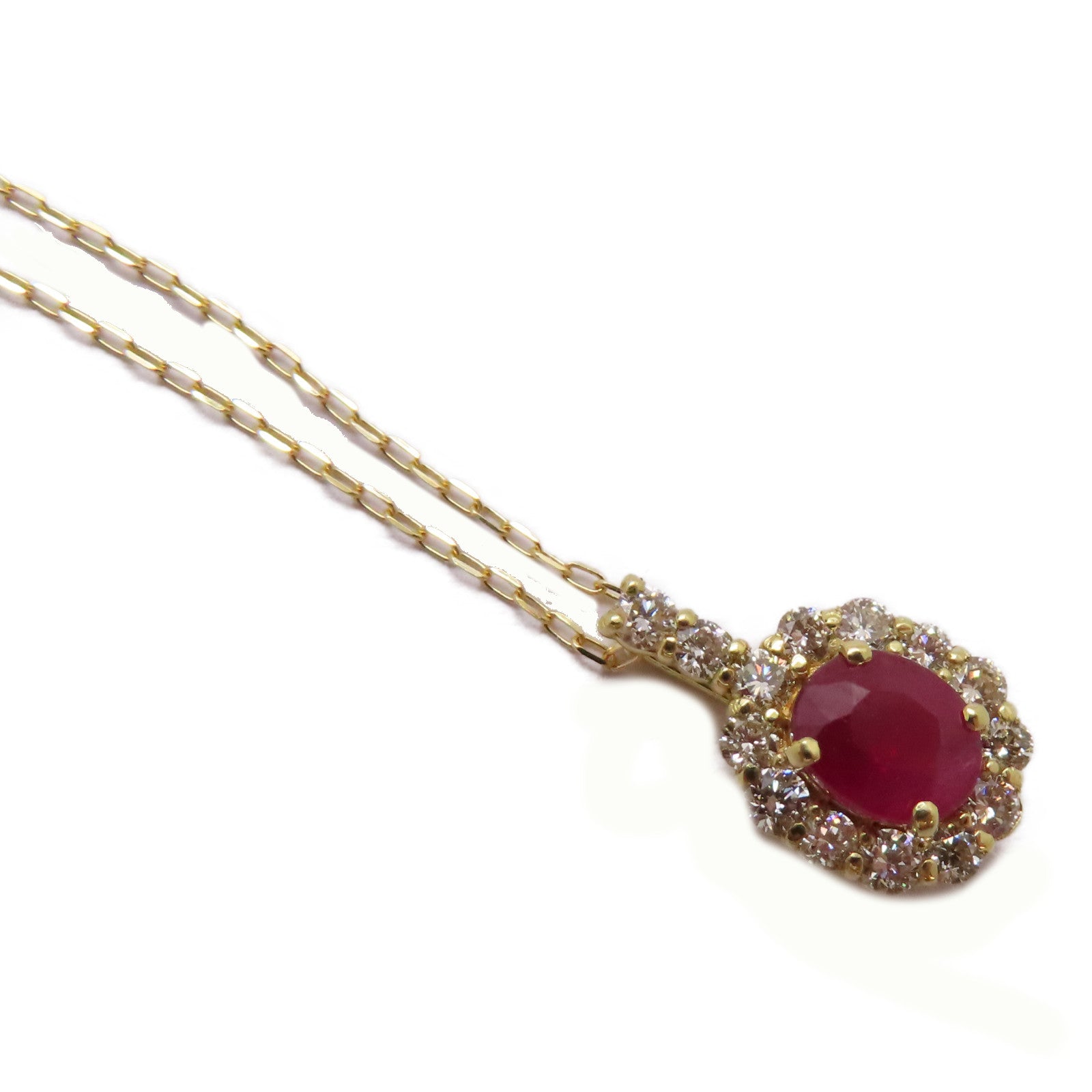 JEWELRY 18K黃金Ruby Diamond Necklace 0.54ct紅寶石/0.26ct鑽石項鍊