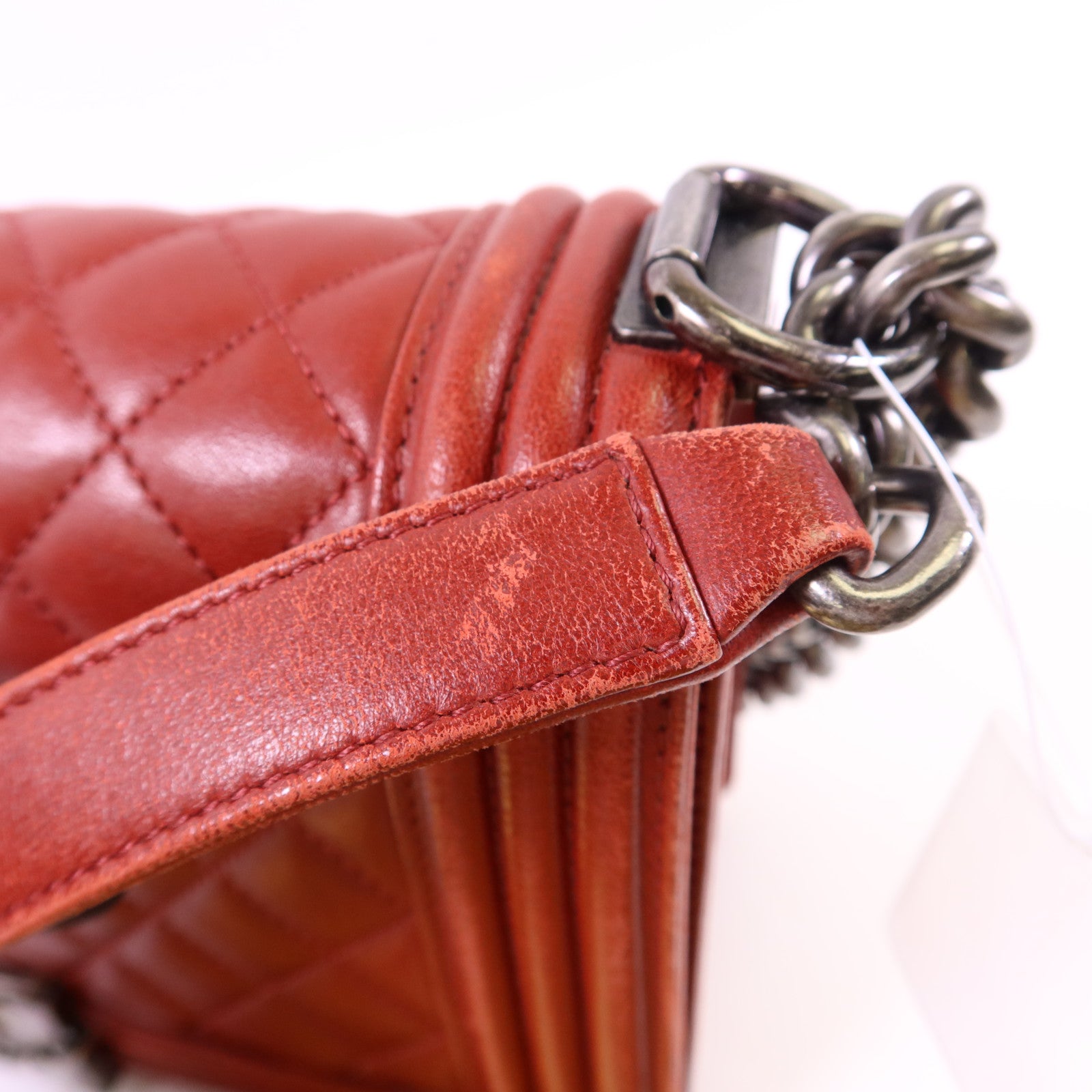 CHANEL 羊皮皮革Boy 25銀扣鏈帶肩背袋