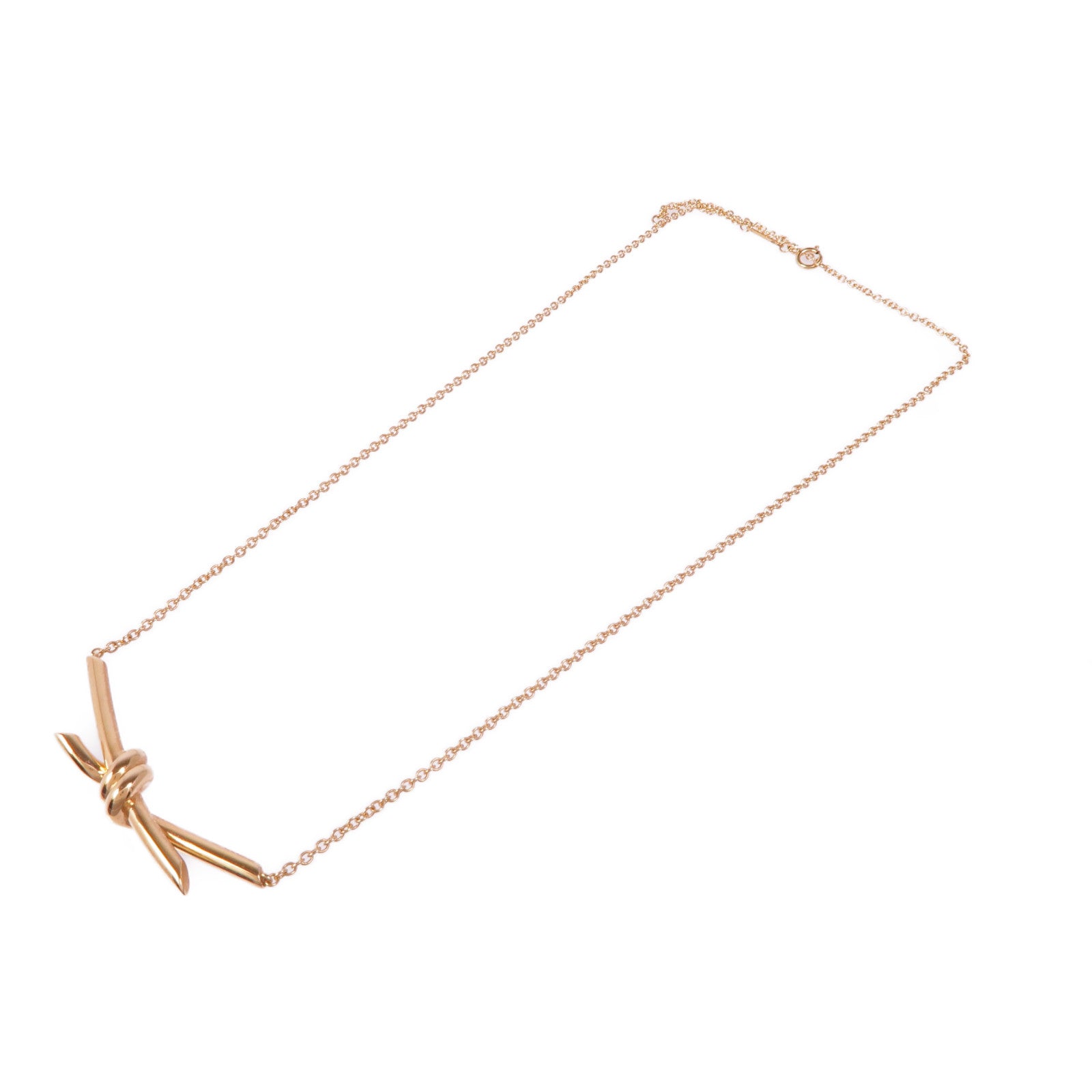 TIFFANY＆CO 18K玫瑰金Tiffany knot項鍊