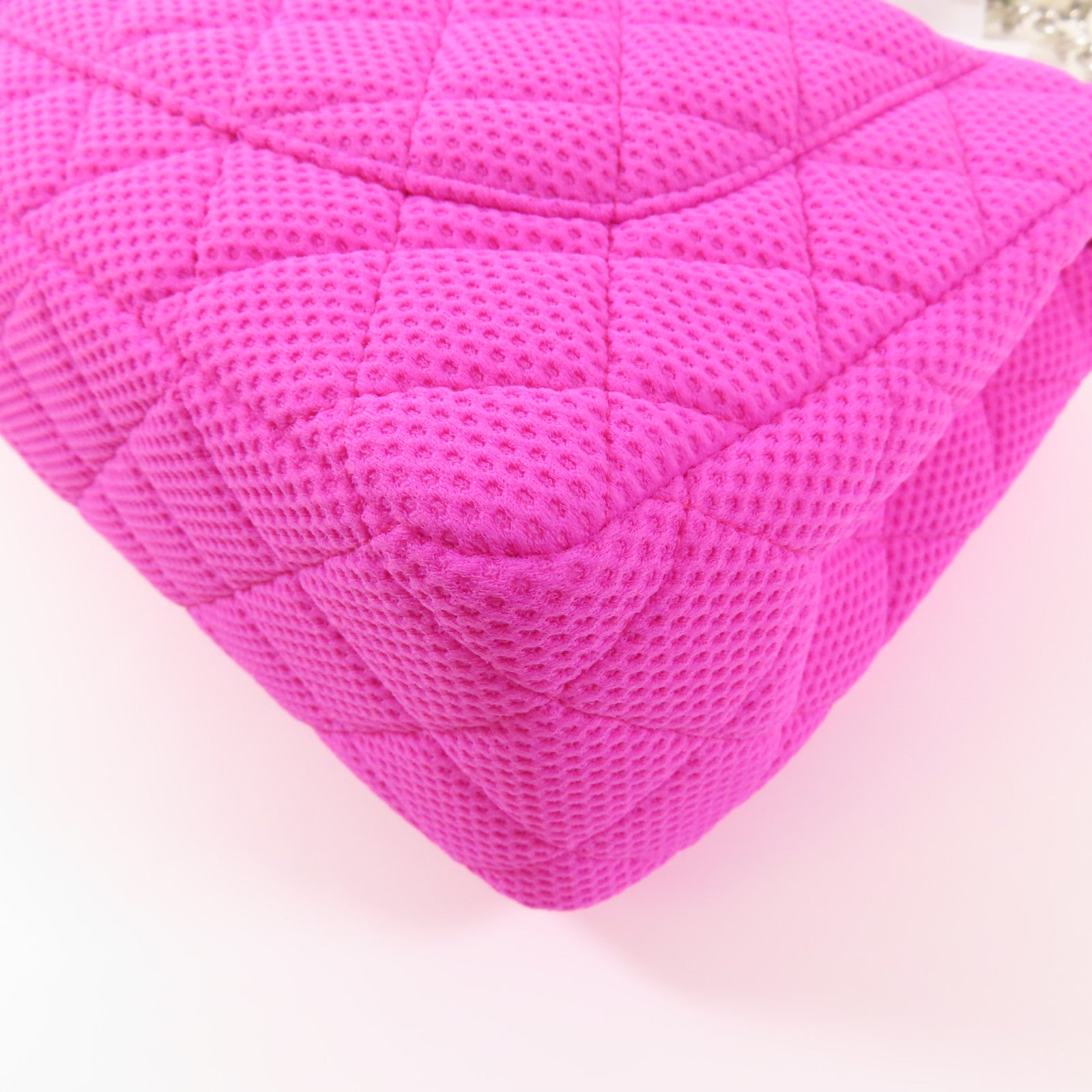 CHANEL 【激減優惠】布料Large Classic銀扣鏈帶肩背袋