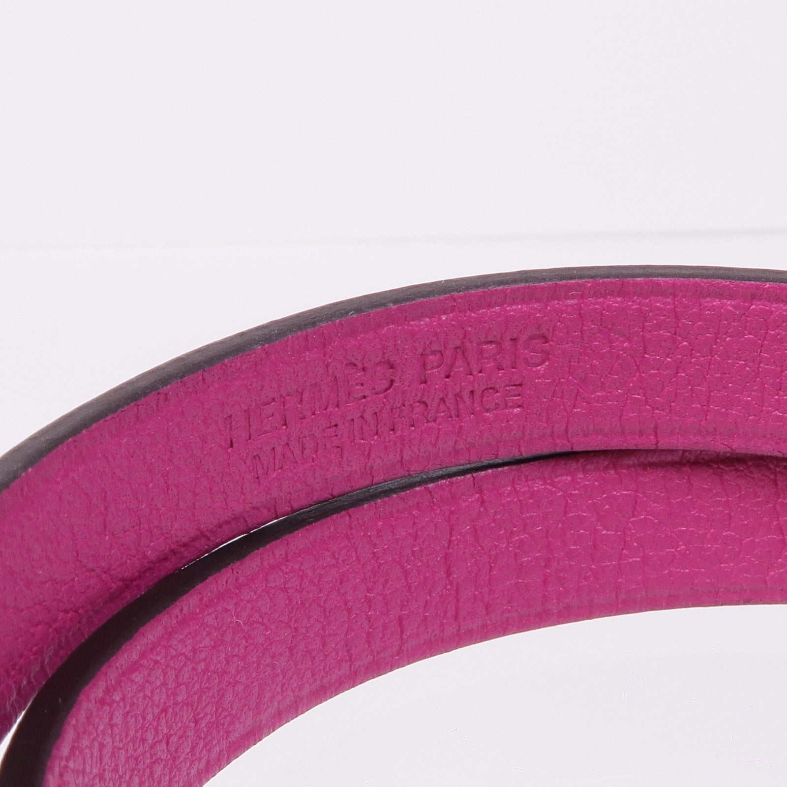 HERMES Swift皮革Medor Infini Double Tour Bracelet銀扣手帶Rose Pourpre