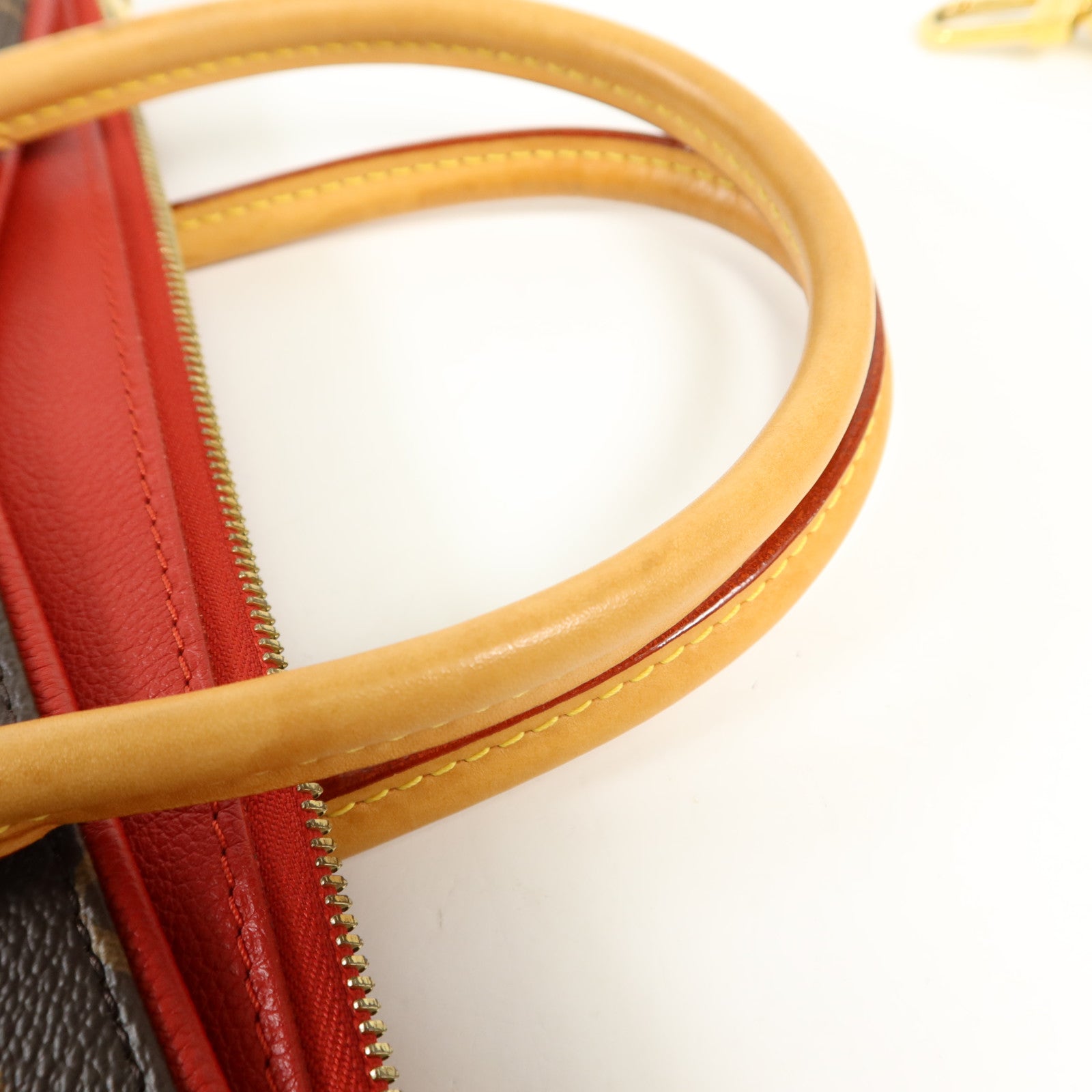 LOUIS VUITTON Monogram Pallas金扣手挽肩背兩用袋棕色/紅色