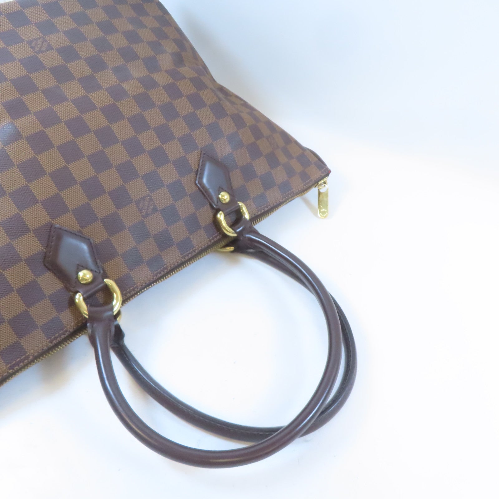 LOUIS VUITTON Damier Saleya MM金扣肩背袋啡色