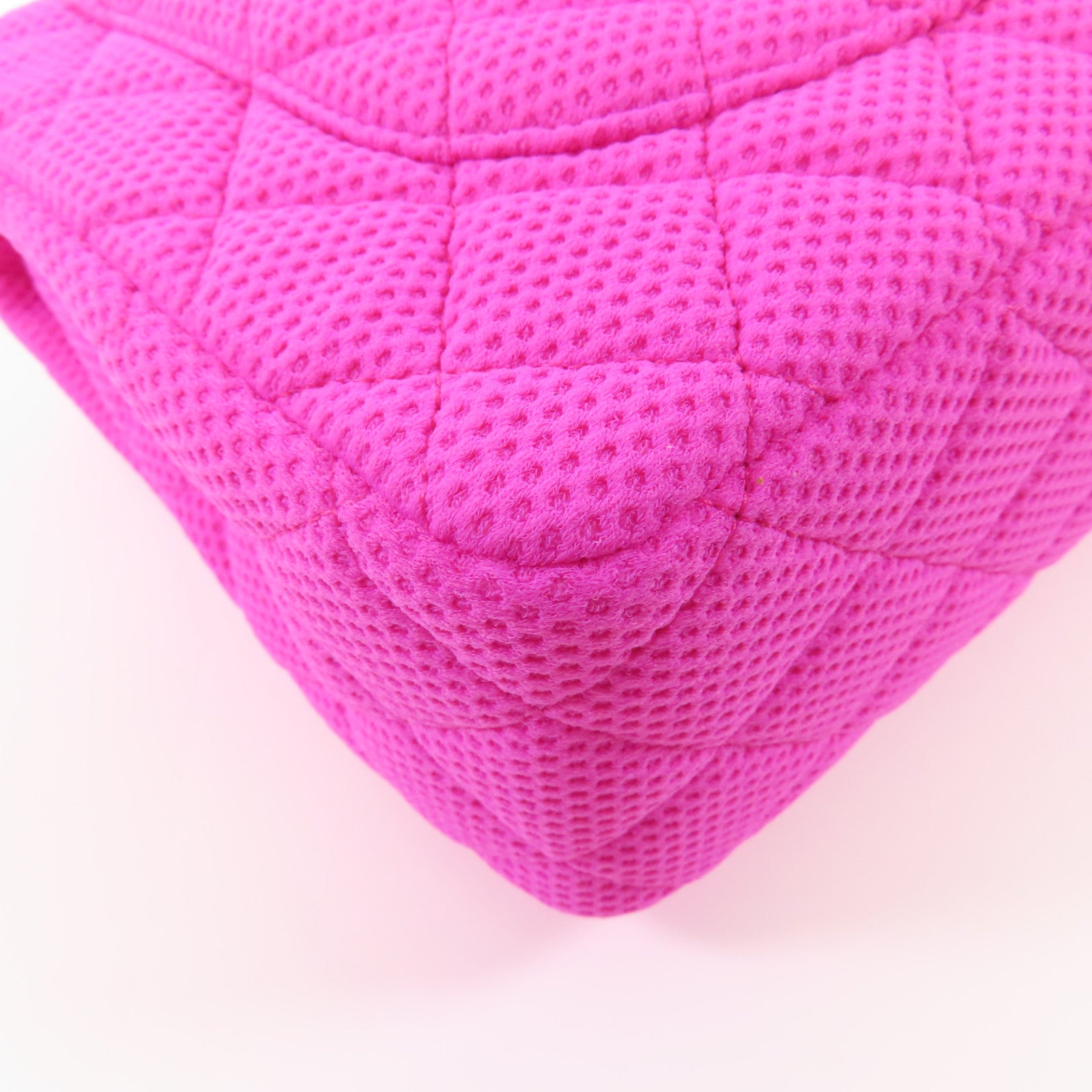 CHANEL 布料Large Classic銀扣鏈帶肩背袋