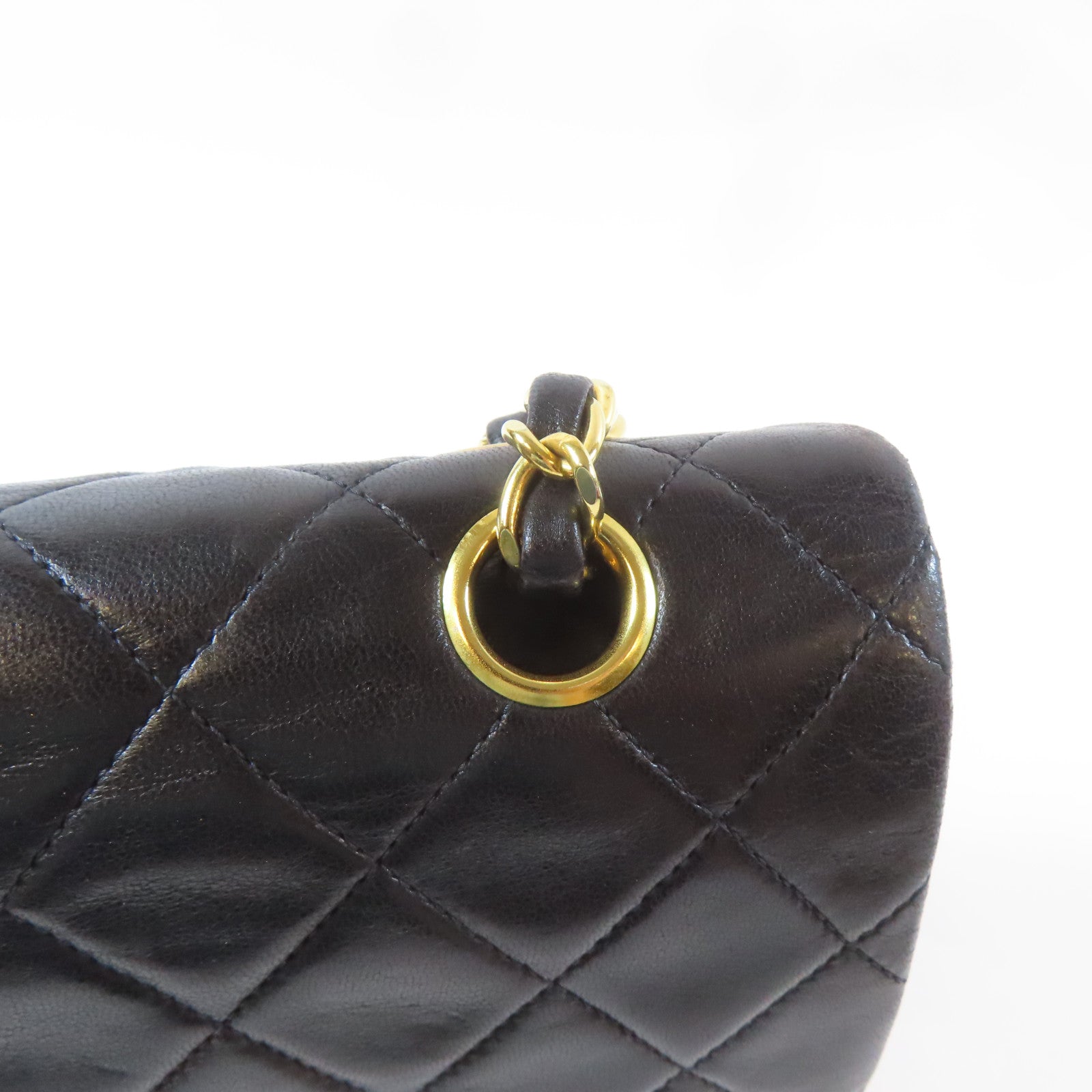CHANEL 菱格羊皮皮革Vintage Classic 25金扣鏈帶肩背袋黑色