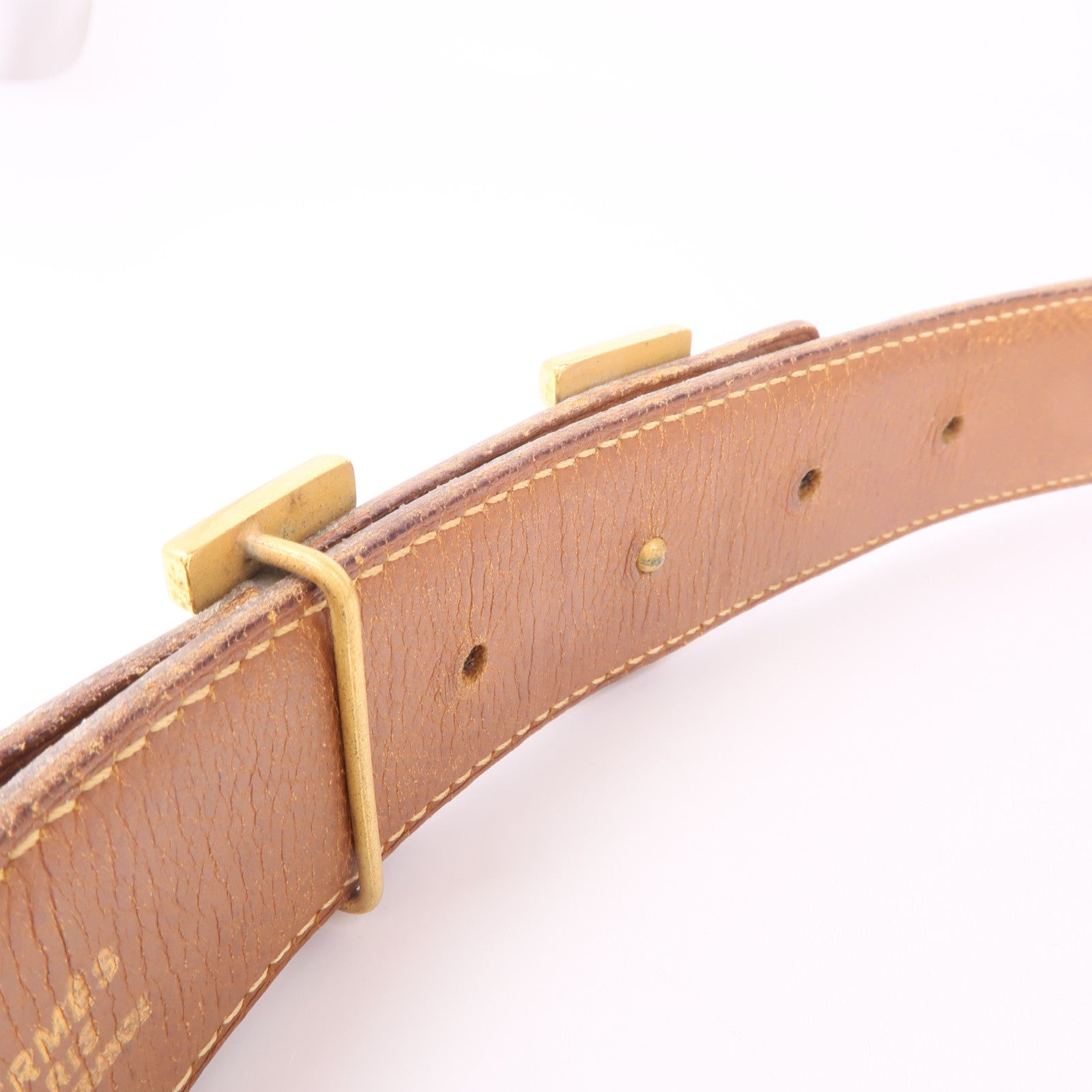 HERMES GHW Ceinture 5382 Belt Box Calf Leather Black Brown