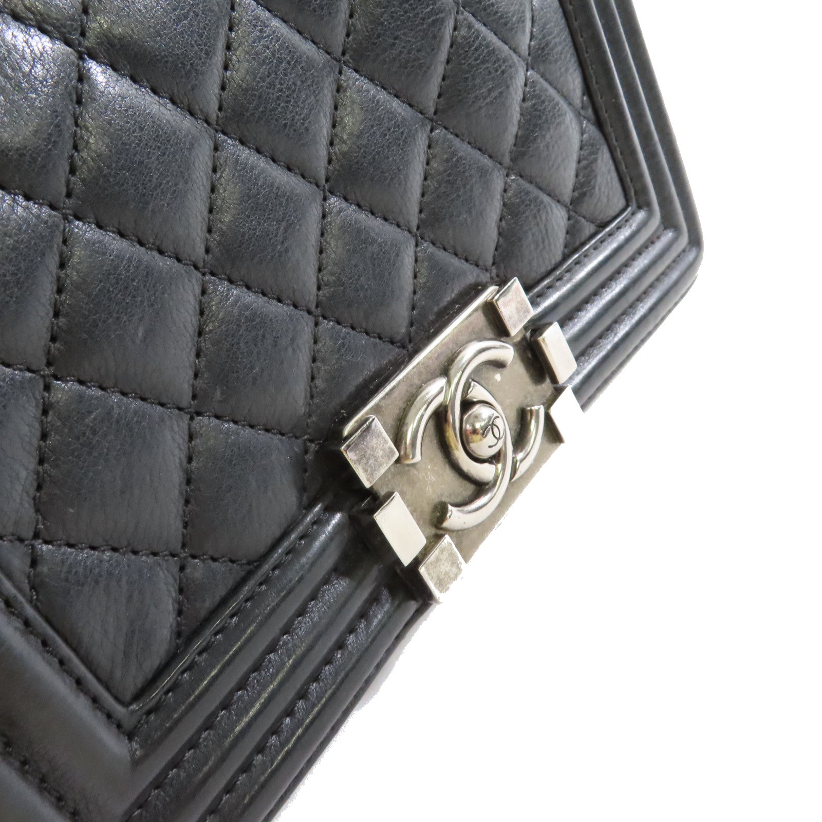 CHANEL 菱格牛皮皮革Boy Chanel 20 Chain Shoulder Bag銀扣鏈帶肩背袋黑色
