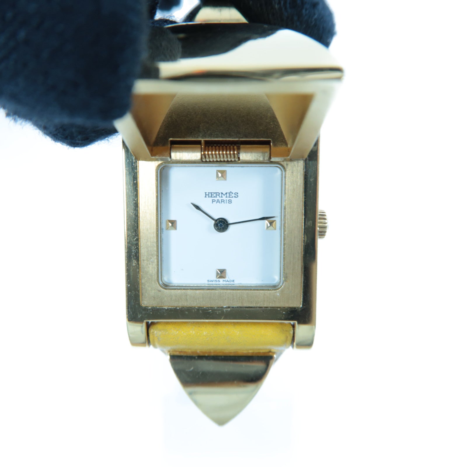 HERMES 【激減優惠】Medor Watch不鏽鋼/皮革手錶石英機芯白色/黃色