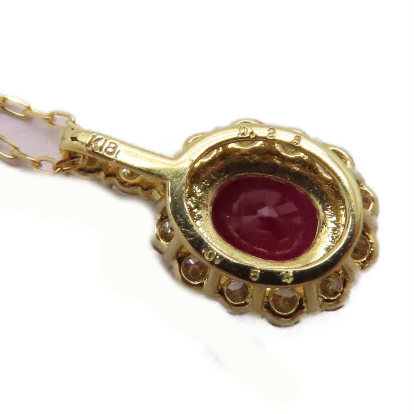 JEWELRY 18K黃金Ruby Diamond Necklace 0.54ct紅寶石/0.26ct鑽石項鍊