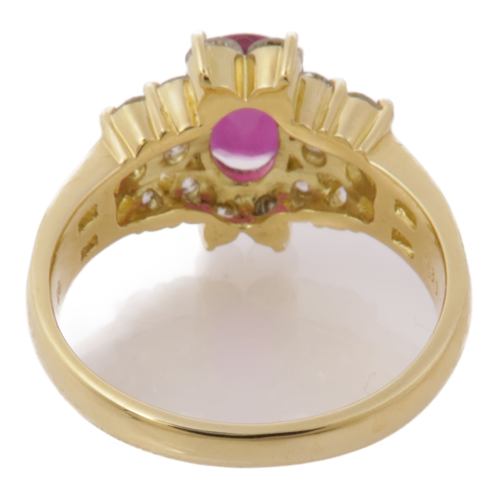 JEWELRY 【激減優惠】18K黃金Ruby Diamond Ring紅寶石/鑽石戒指US#6