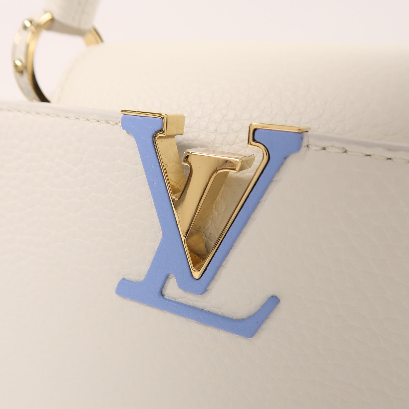 LOUIS VUITTON Taurillon Capucines BB金扣手挽肩背兩用袋