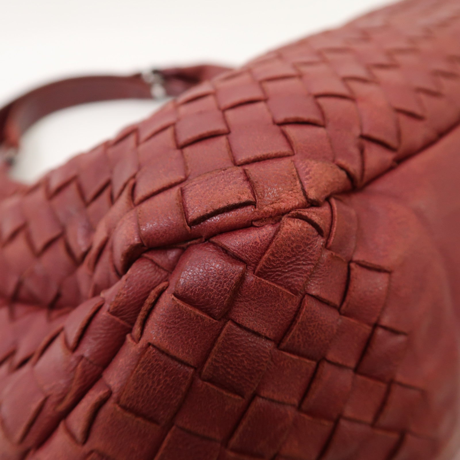 BOTTEGA VENETA 織紋皮革Campana Shoulder Bag銀扣肩背袋紅色