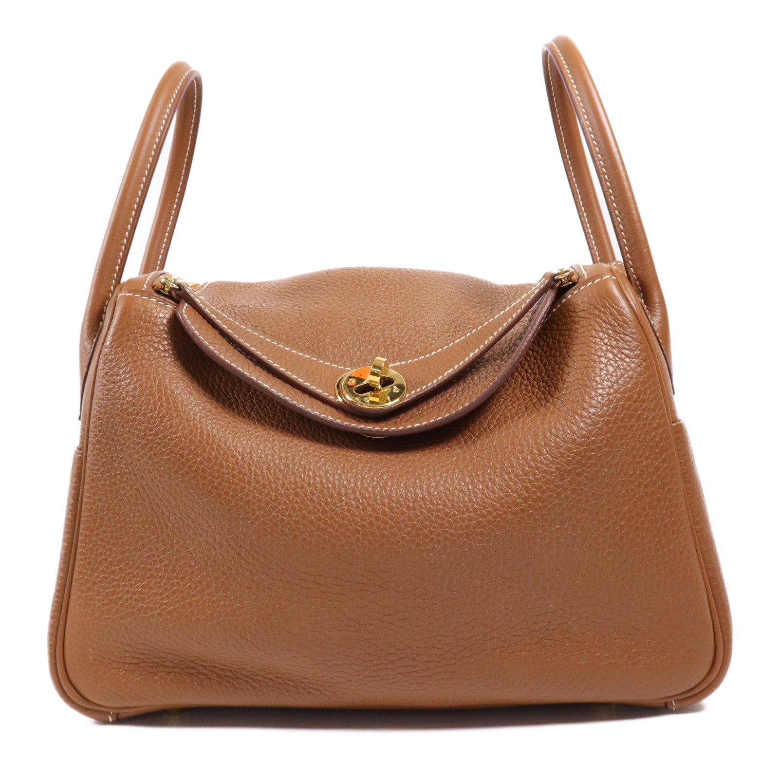 HERMES Clemence皮革Lindy 26金扣手挽肩背兩用袋Gold