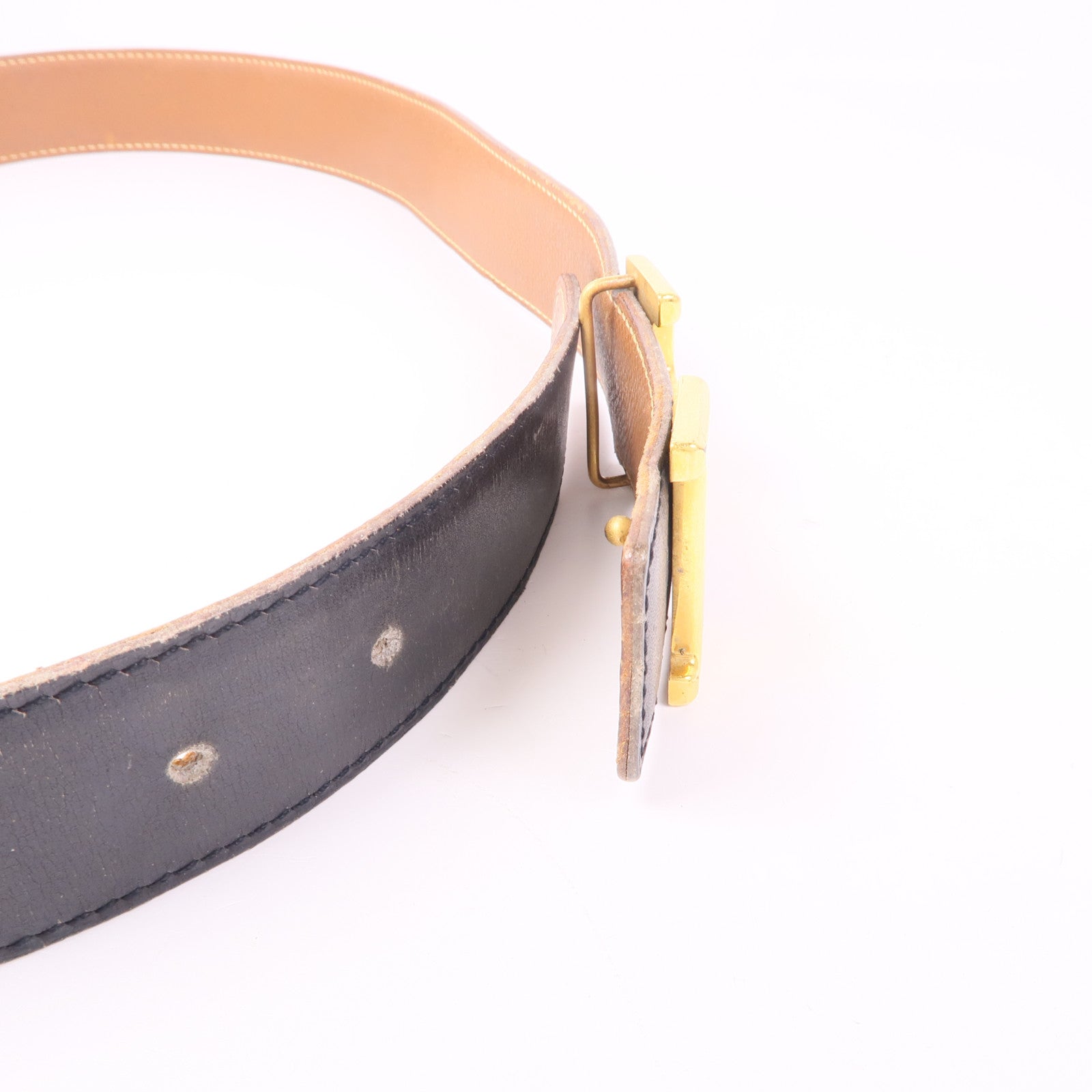 HERMES GHW Ceinture 5382 Belt Box Calf Leather Black Brown