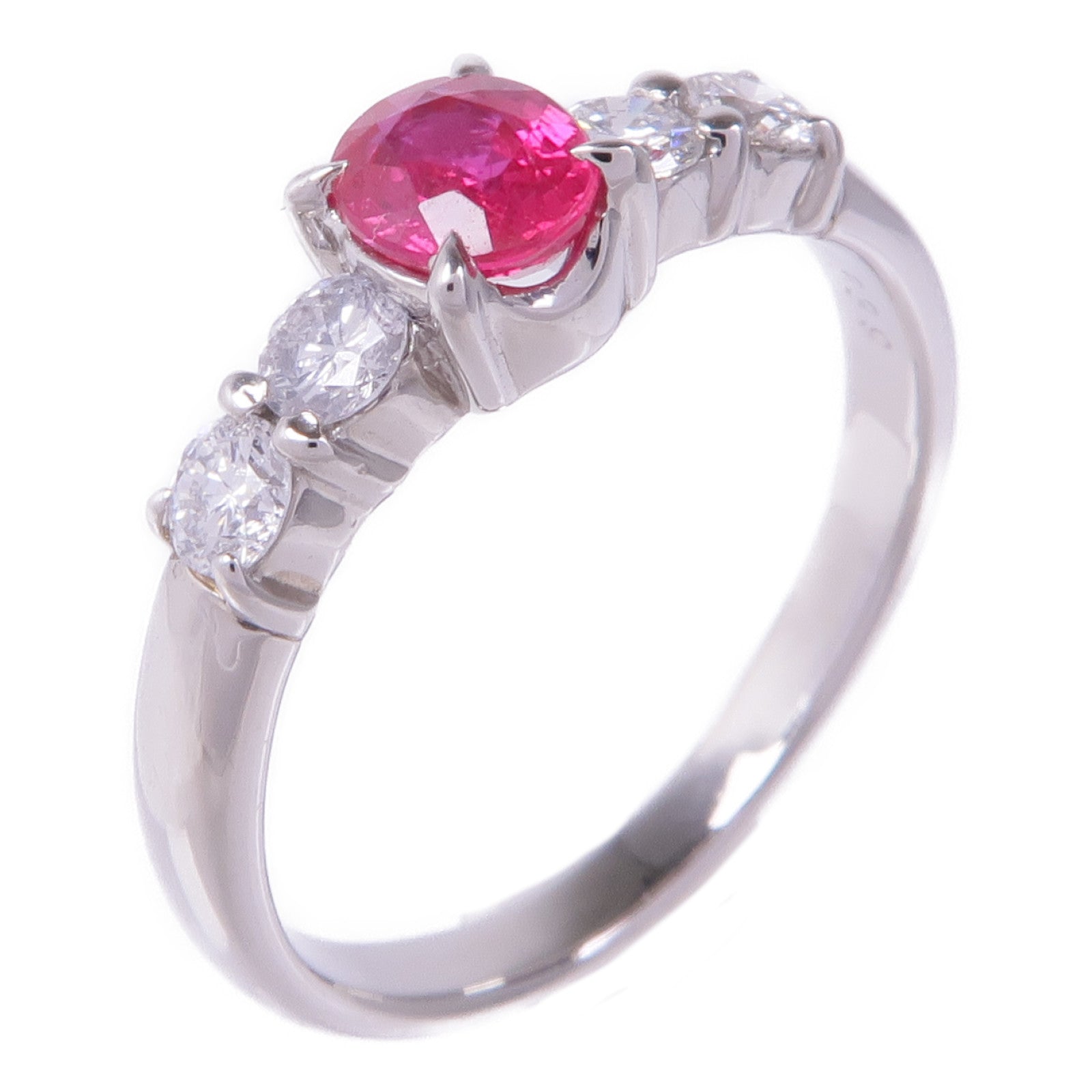 JEWELRY PT900鉑金Ruby Diamond Ring紅寶石/鑽石戒指US#7