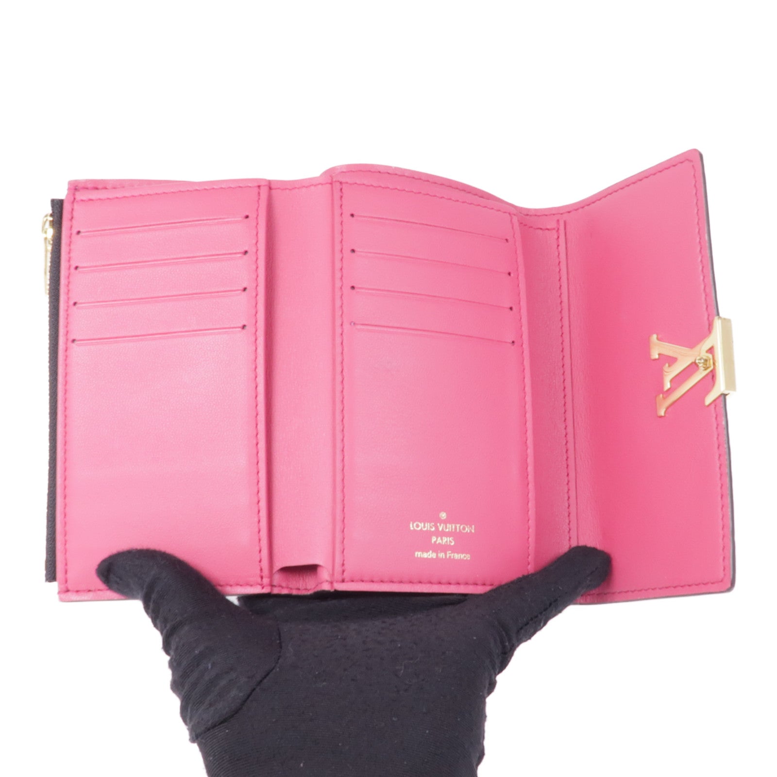 LOUIS VUITTON 【激減優惠】牛皮皮革Capucines Compact Wallet金扣錢包