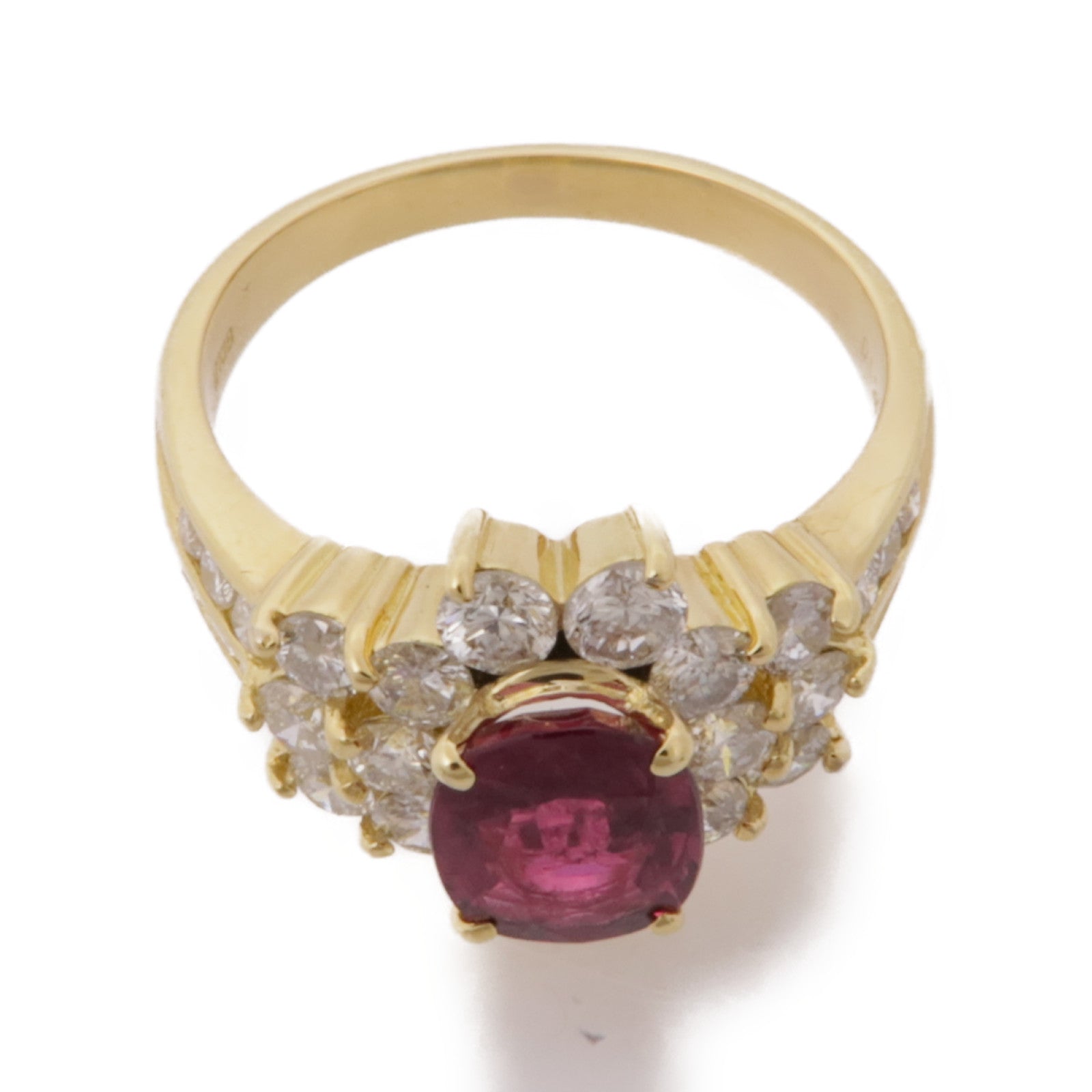 JEWELRY 【激減優惠】18K黃金Ruby Diamond Ring紅寶石/鑽石戒指US#6