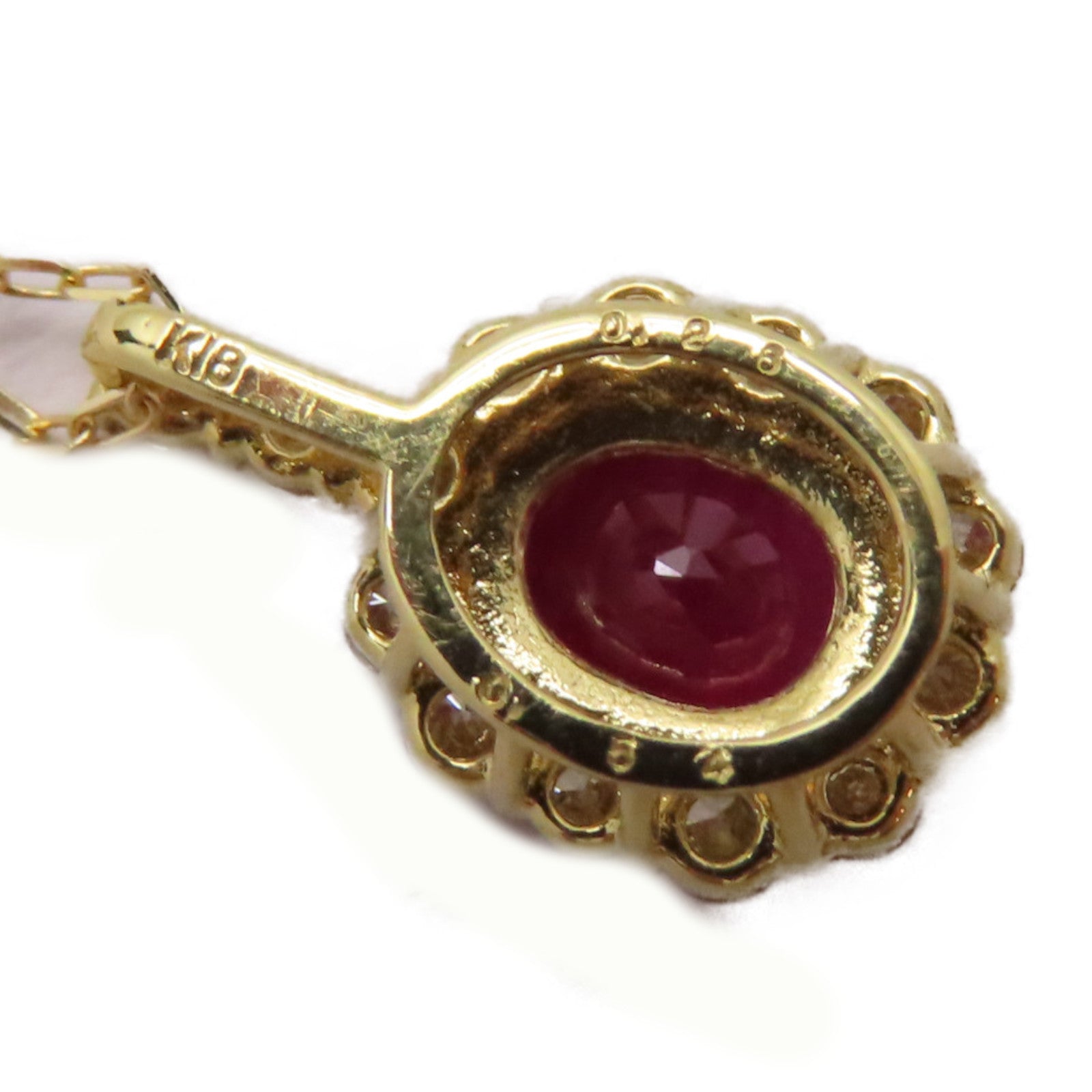 JEWELRY 18K黃金Ruby Diamond Necklace 0.54ct紅寶石/0.26ct鑽石項鍊