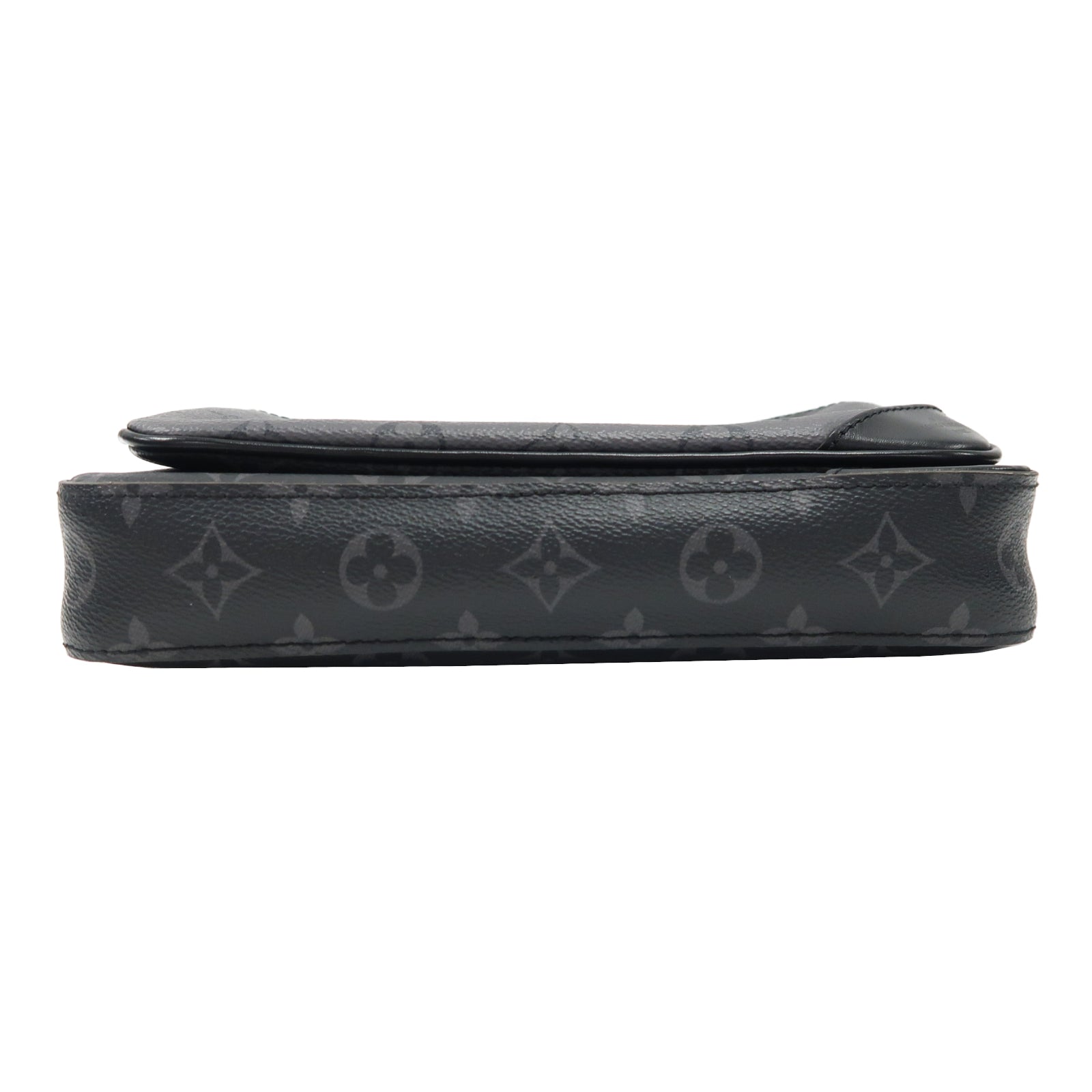 LOUIS VUITTON Monogram Eclipse Trio Messenger Bag銀扣肩背袋黑色