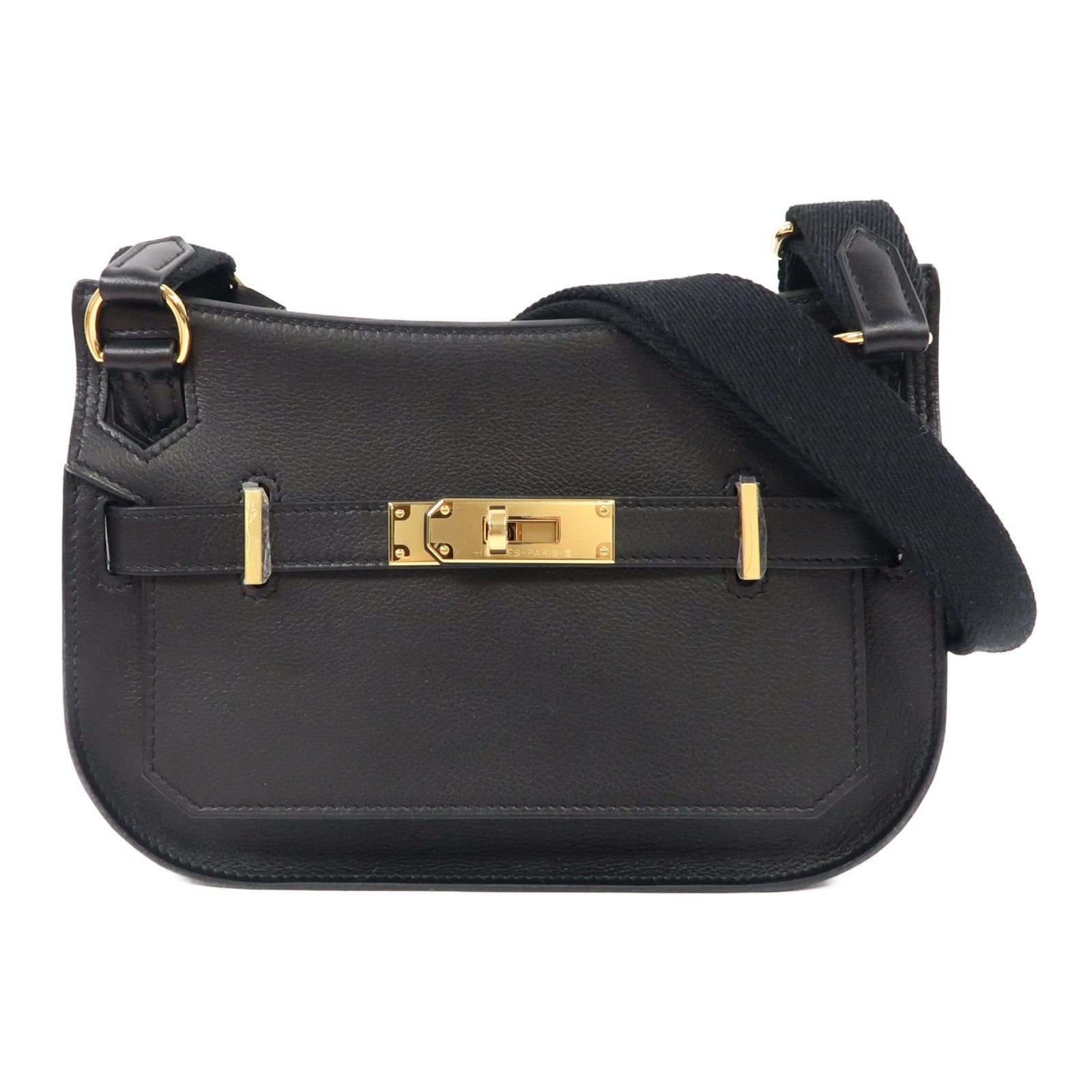 HERMES 【激減優惠】Evergrain皮革Mini Jypsiere金扣肩背袋黑色