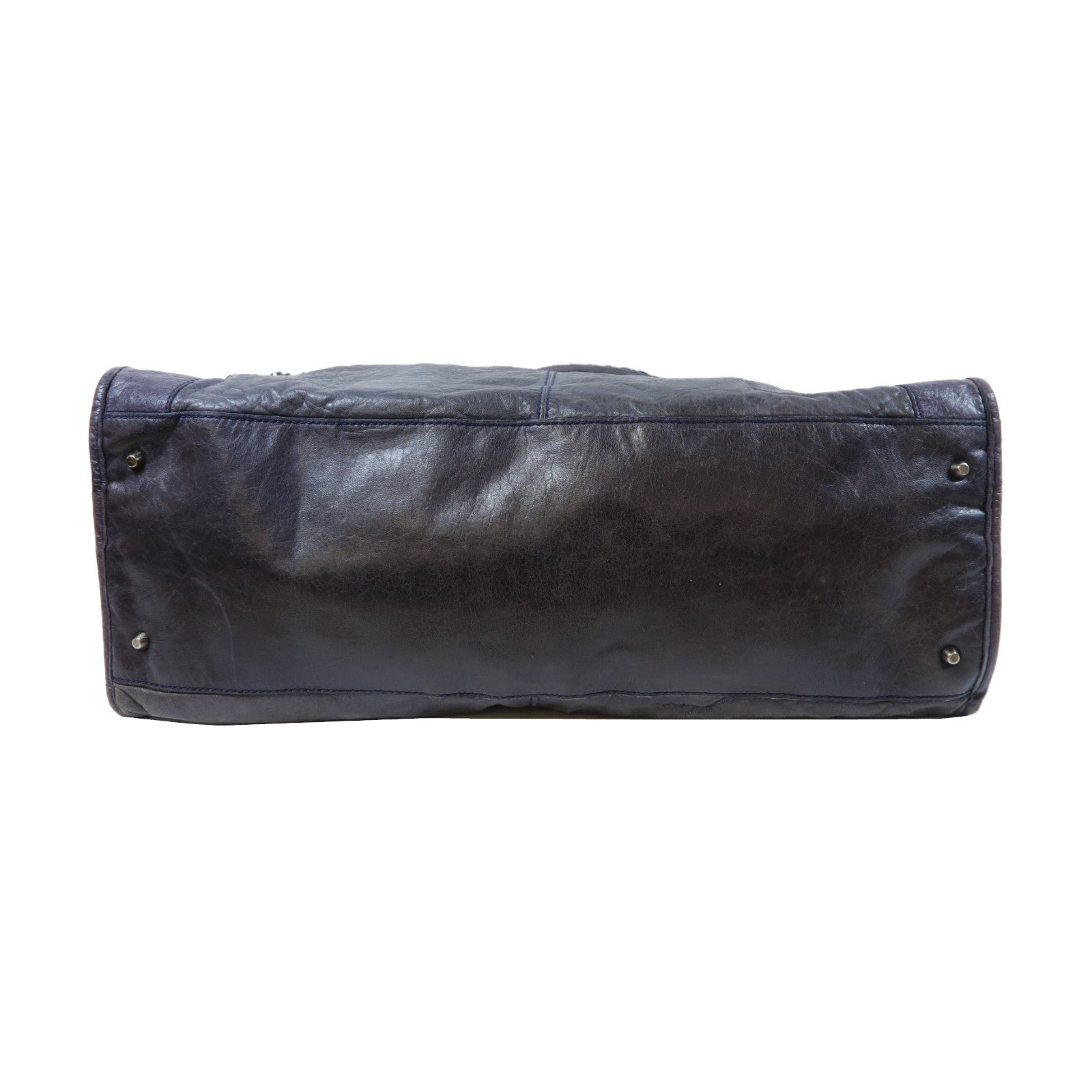 BALENCIAGA 牛皮皮革Weekender銀扣手挽袋灰色
