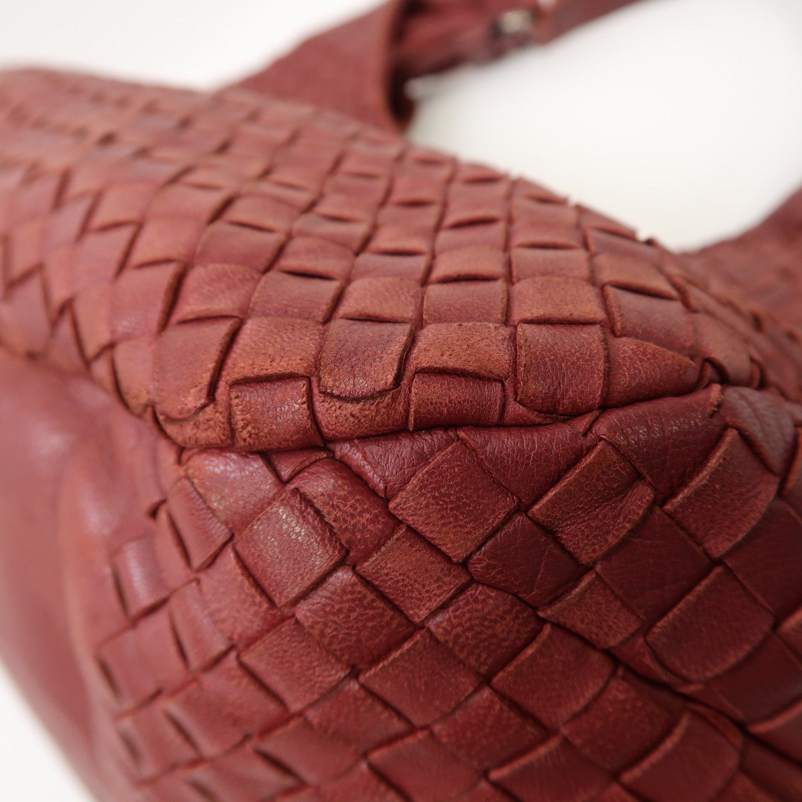 BOTTEGA VENETA 織紋皮革Campana Shoulder Bag銀扣肩背袋紅色
