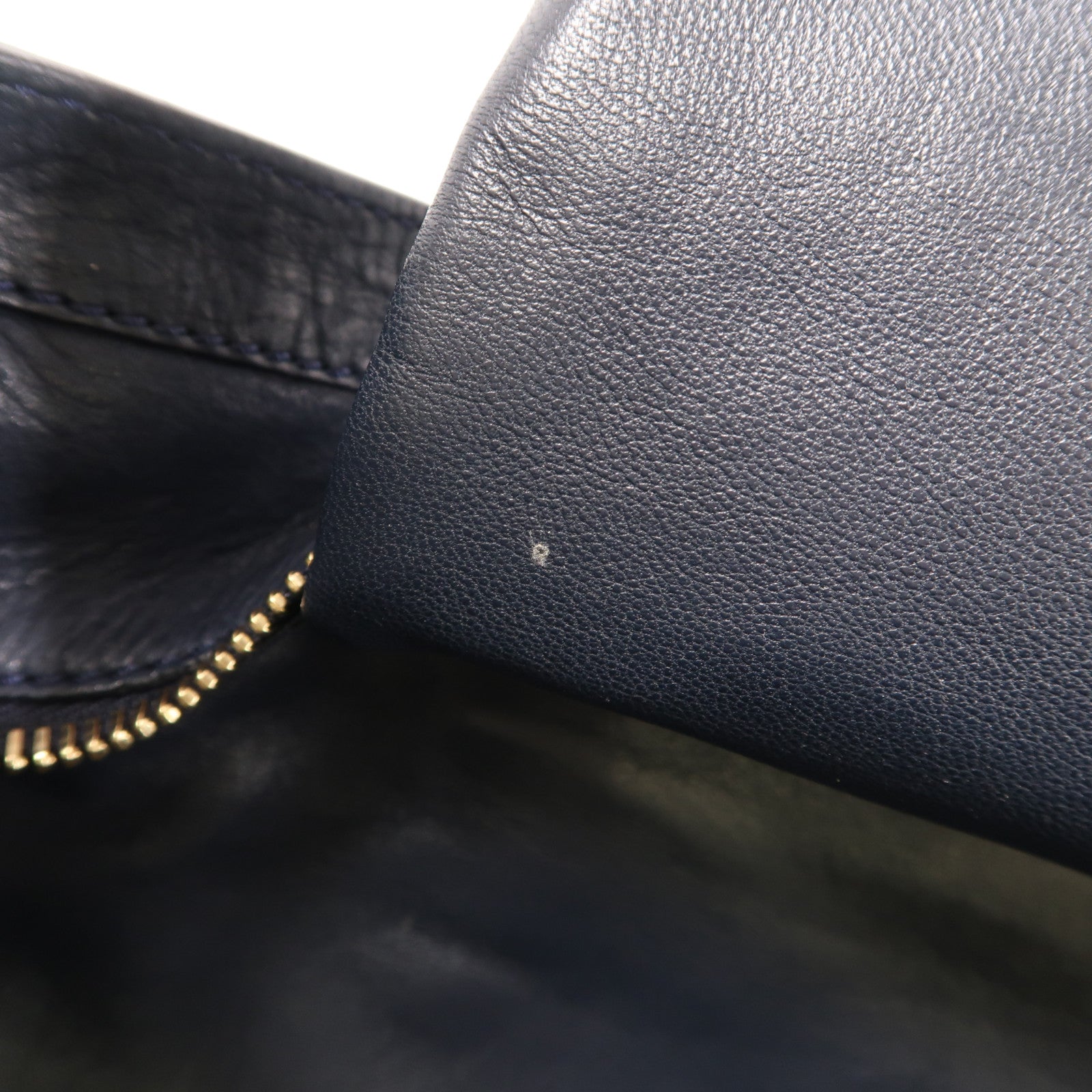 CELINE 牛皮皮革Luggage金扣手挽袋深藍色