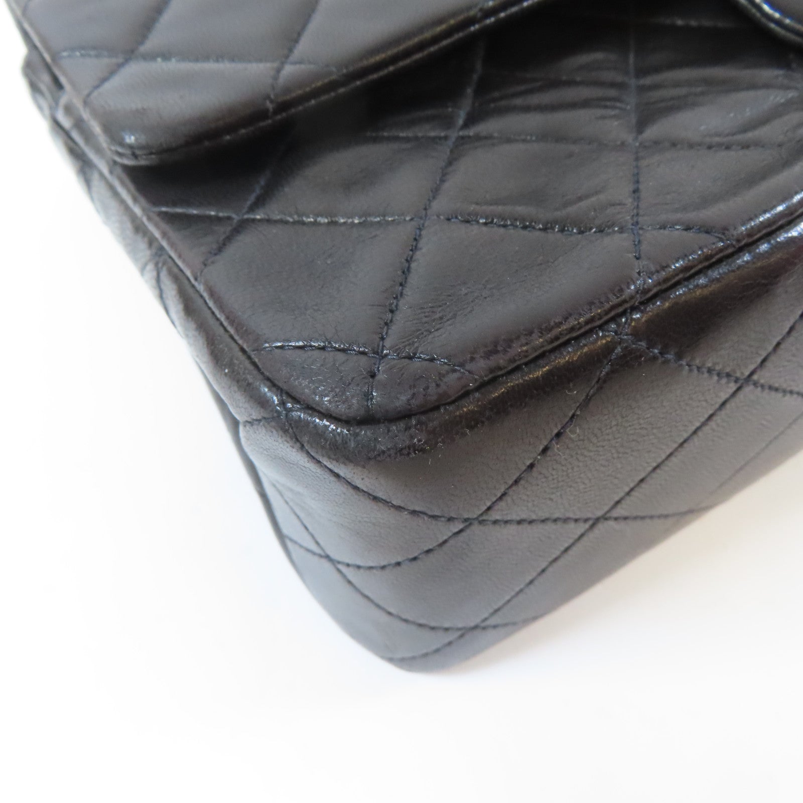 CHANEL 菱格羊皮皮革Vintage Classic 25金扣鏈帶肩背袋黑色