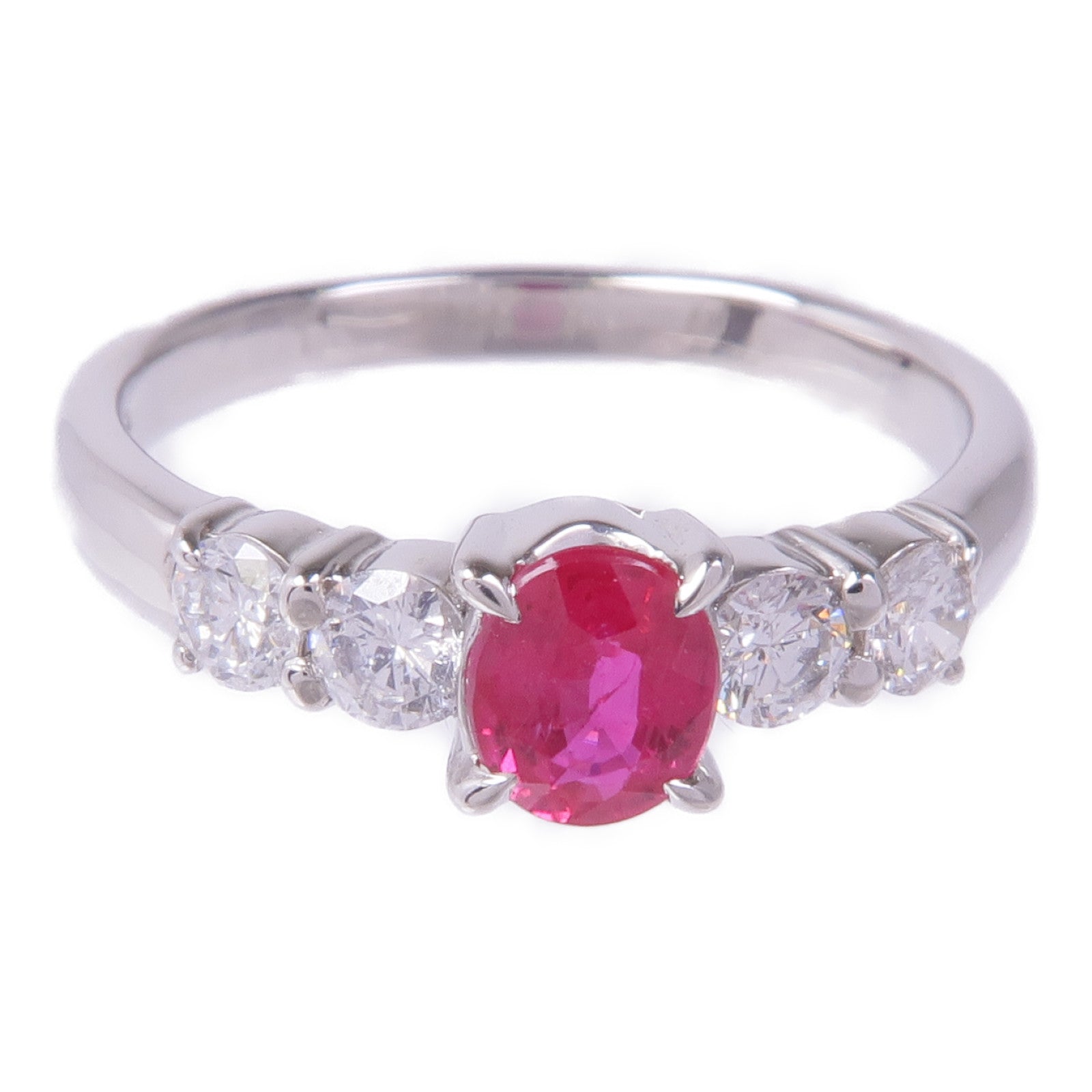 JEWELRY PT900鉑金Ruby Diamond Ring紅寶石/鑽石戒指US#7