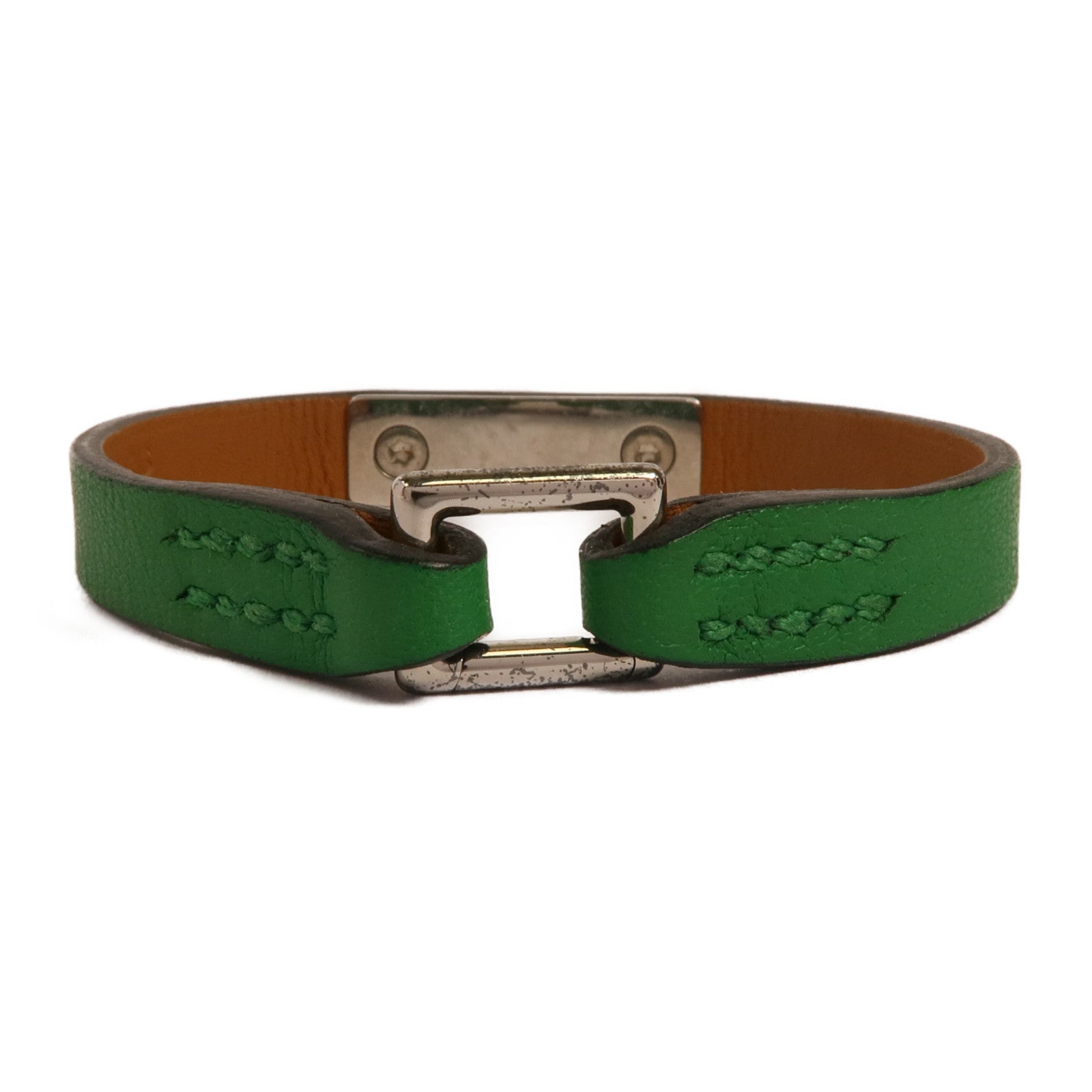 HERMES PHW Rivale Mini Bracelet Veau Swift Leather Bambou Green