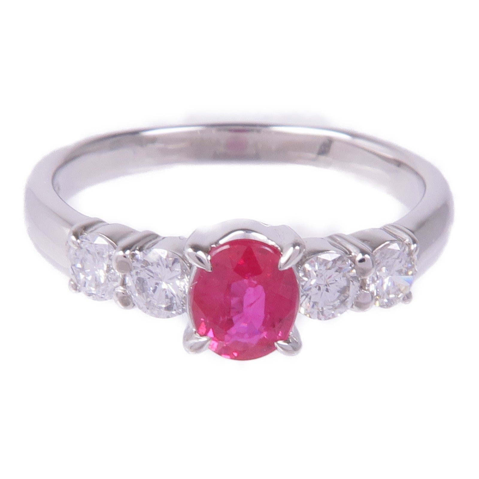 JEWELRY PT900鉑金Ruby Diamond Ring紅寶石/鑽石戒指US#7
