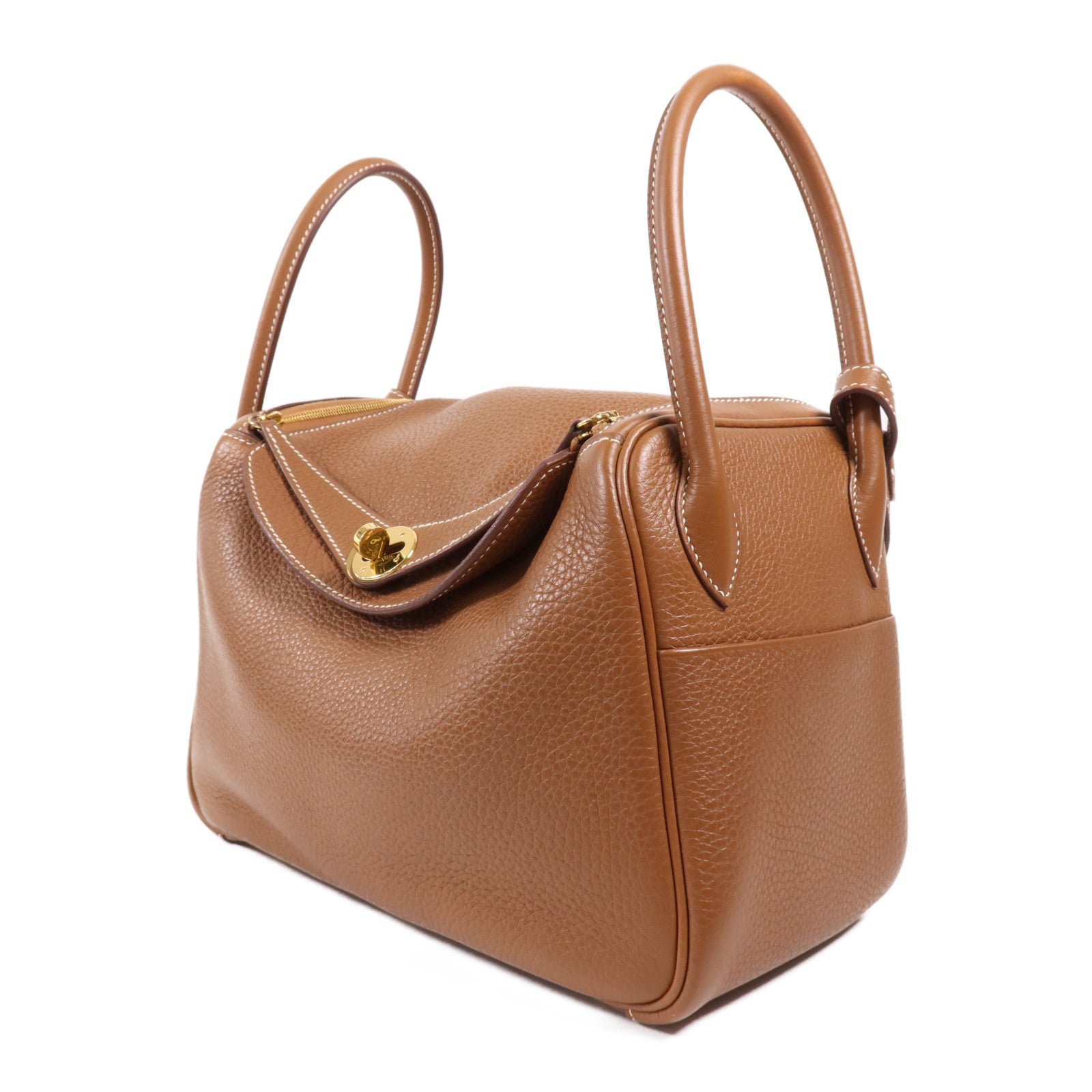 HERMES Clemence皮革Lindy 26金扣手挽肩背兩用袋Gold