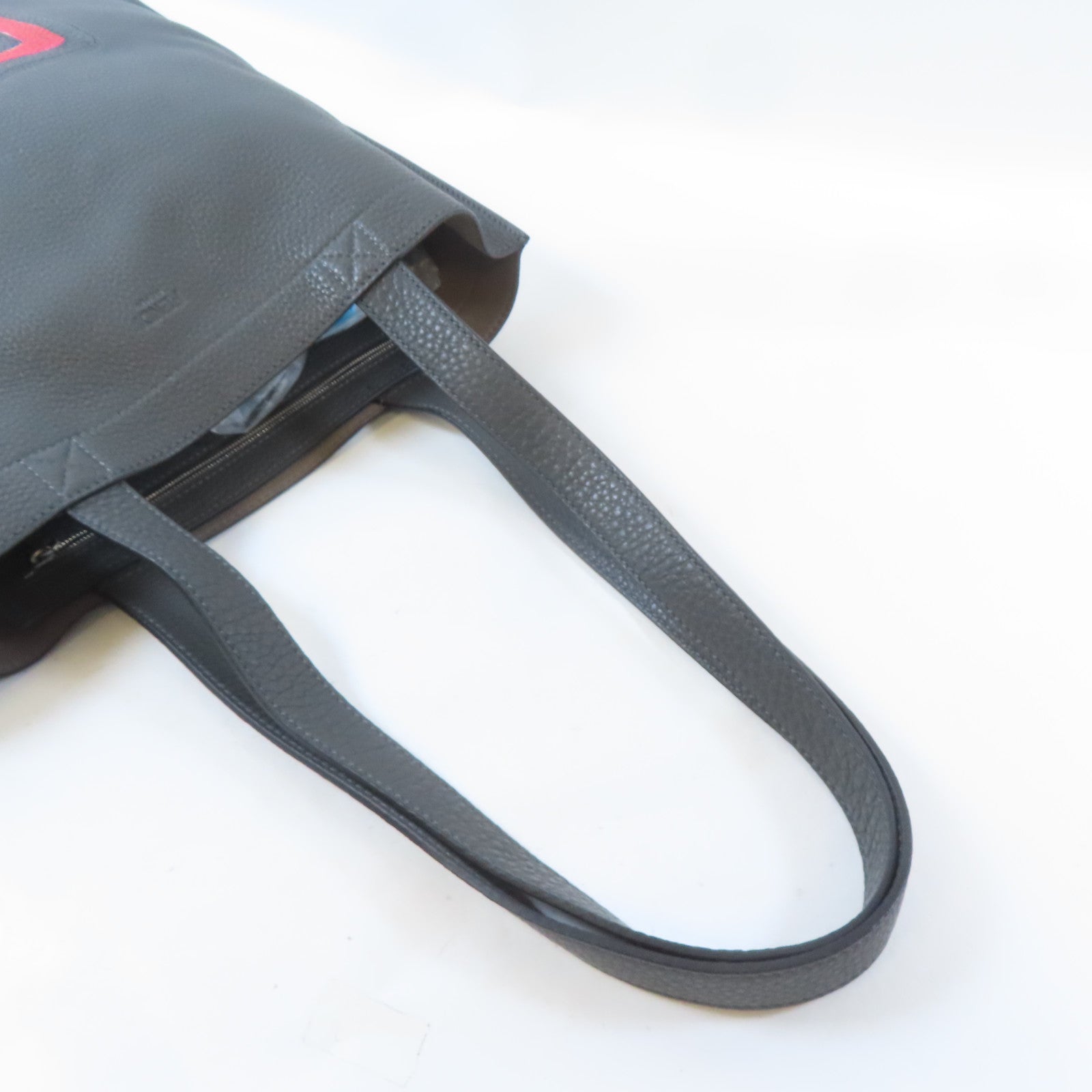 FENDI 牛皮皮革Tote Bag銀扣手挽袋灰色