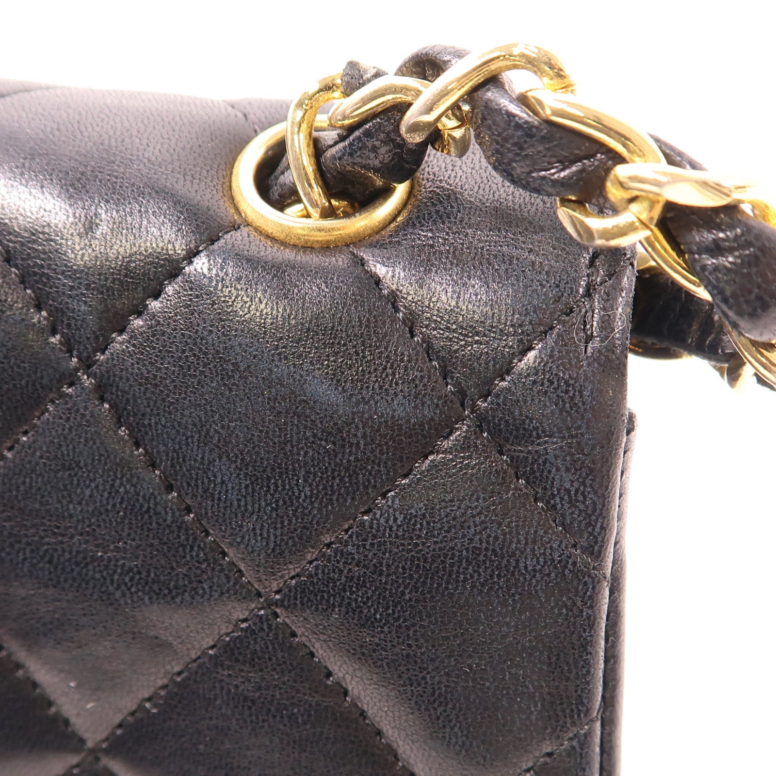 CHANEL CC GHW Chain Shoulder Bag Lambskin Leather Black