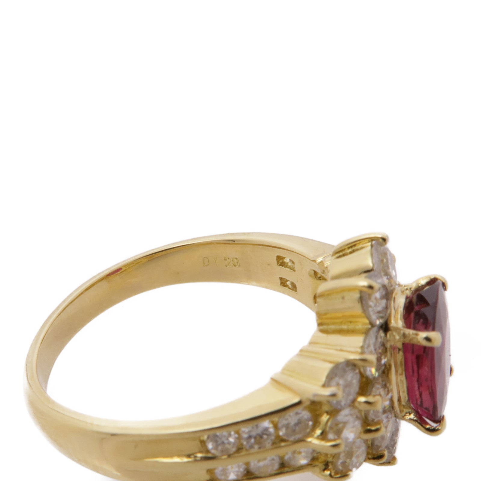 JEWELRY 【激減優惠】18K黃金Ruby Diamond Ring紅寶石/鑽石戒指US#6