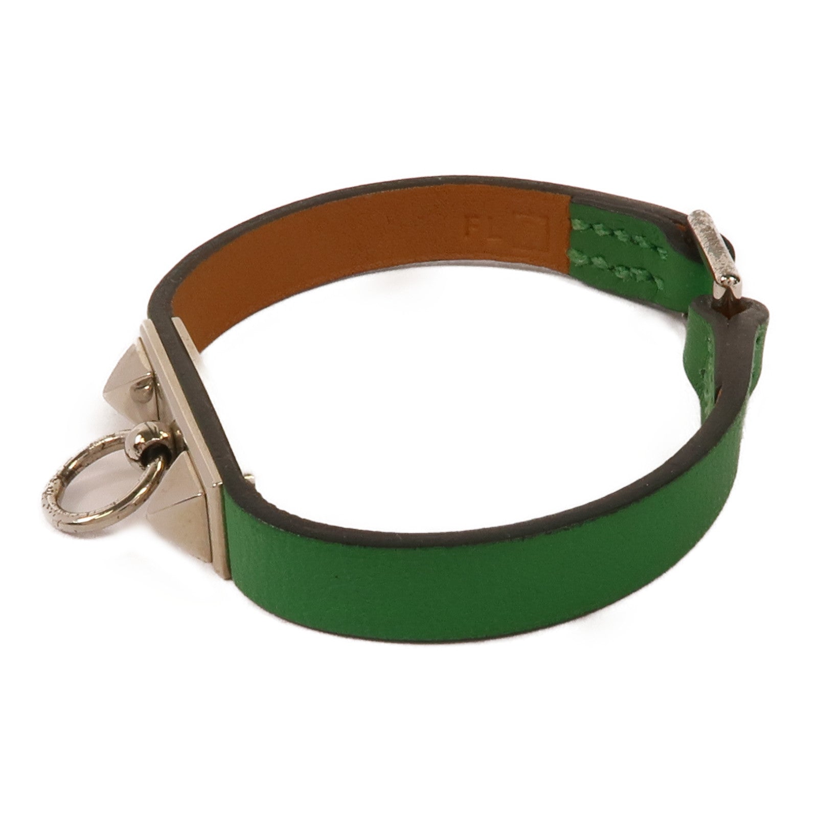 HERMES PHW Rivale Mini Bracelet Veau Swift Leather Bambou Green