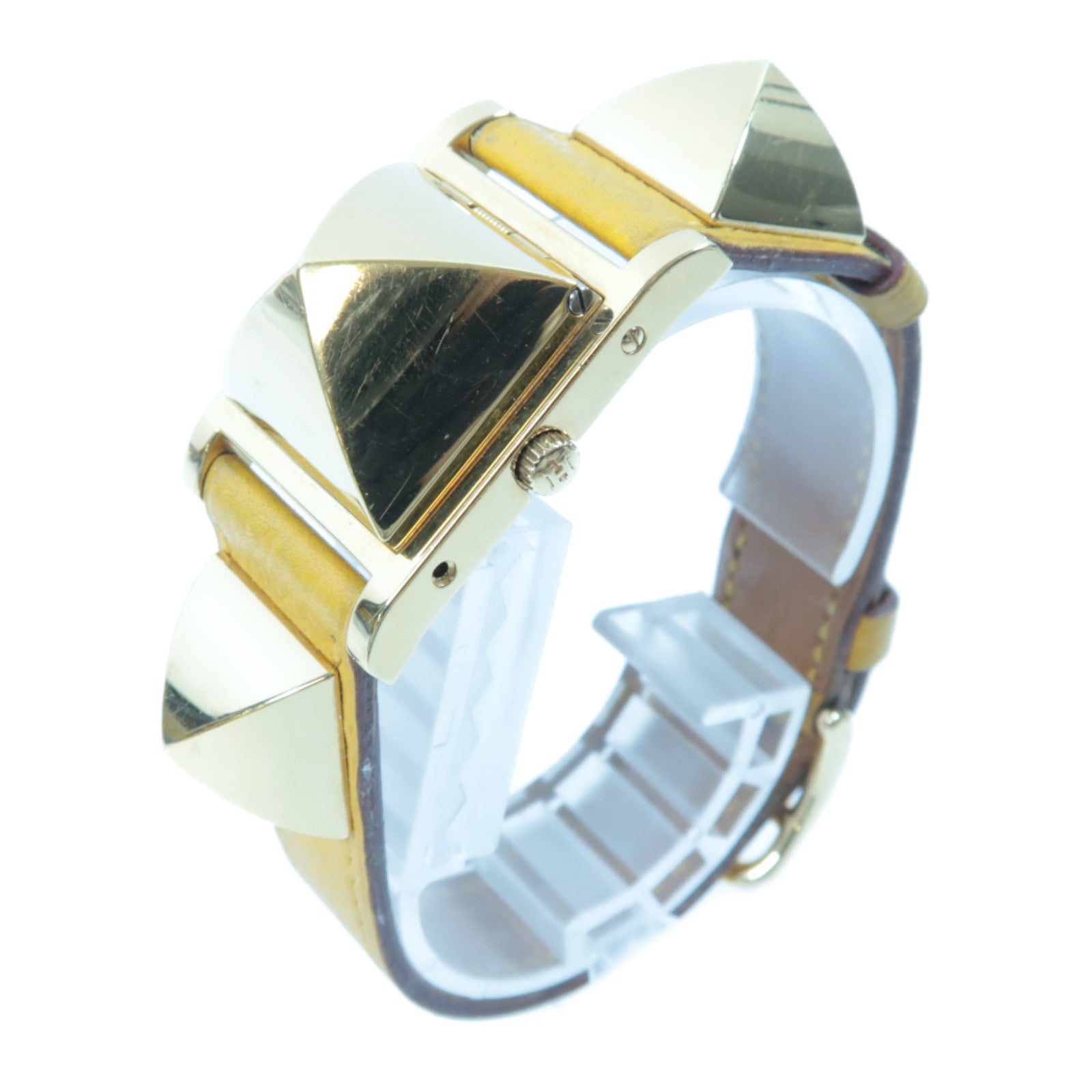 HERMES 【激減優惠】Medor Watch不鏽鋼/皮革手錶石英機芯白色/黃色