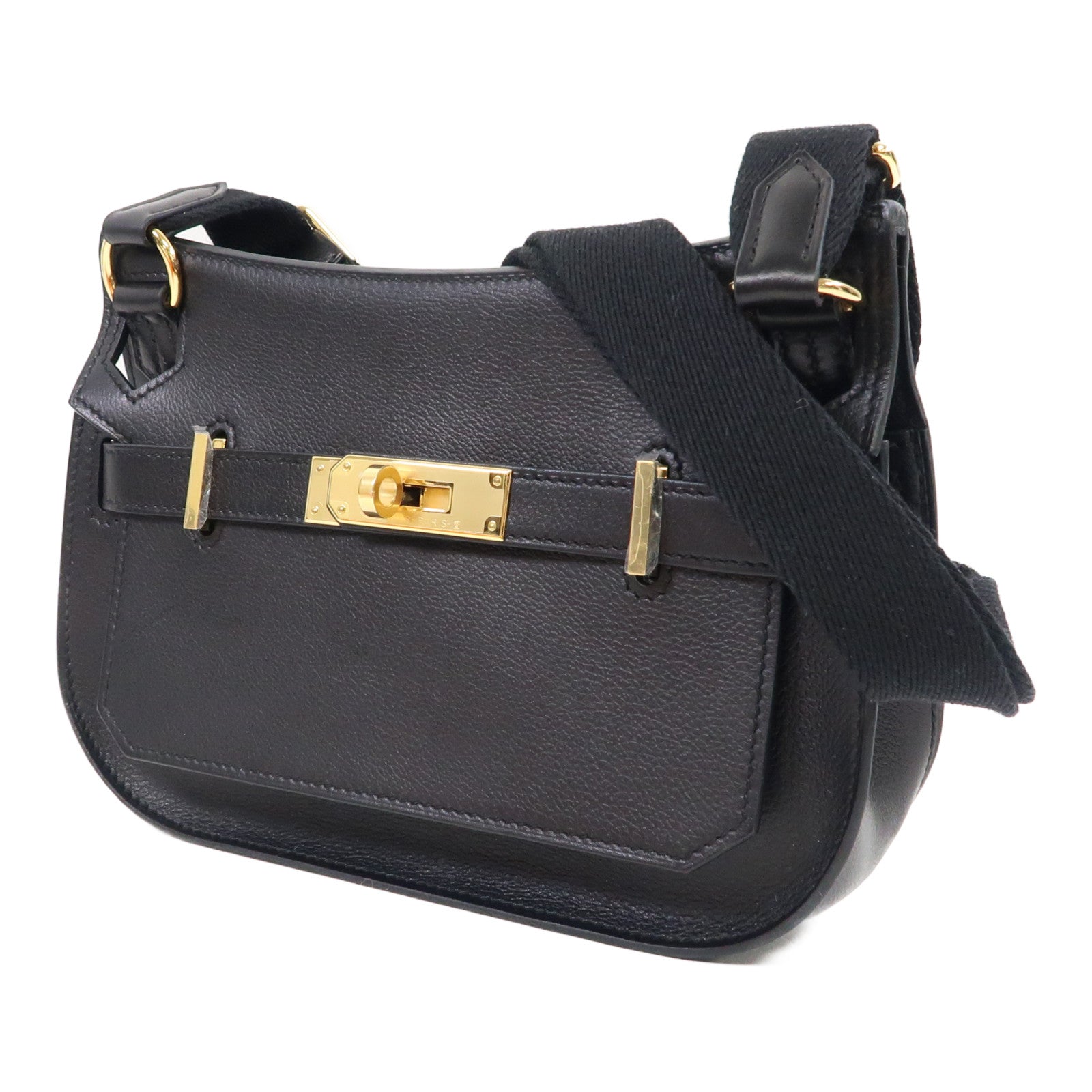 HERMES 【激減優惠】Evergrain皮革Mini Jypsiere金扣肩背袋黑色