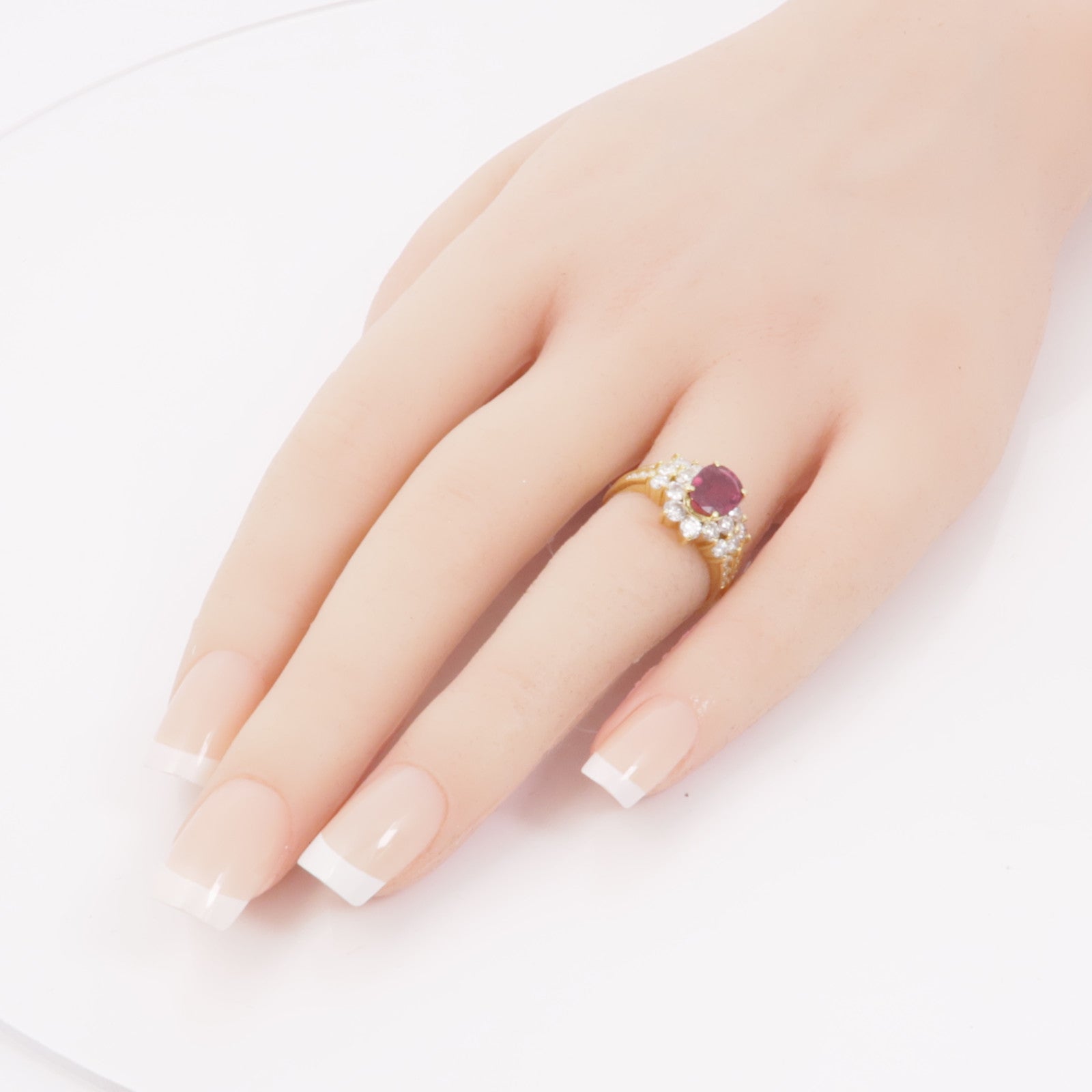 JEWELRY 【激減優惠】18K黃金Ruby Diamond Ring紅寶石/鑽石戒指US#6