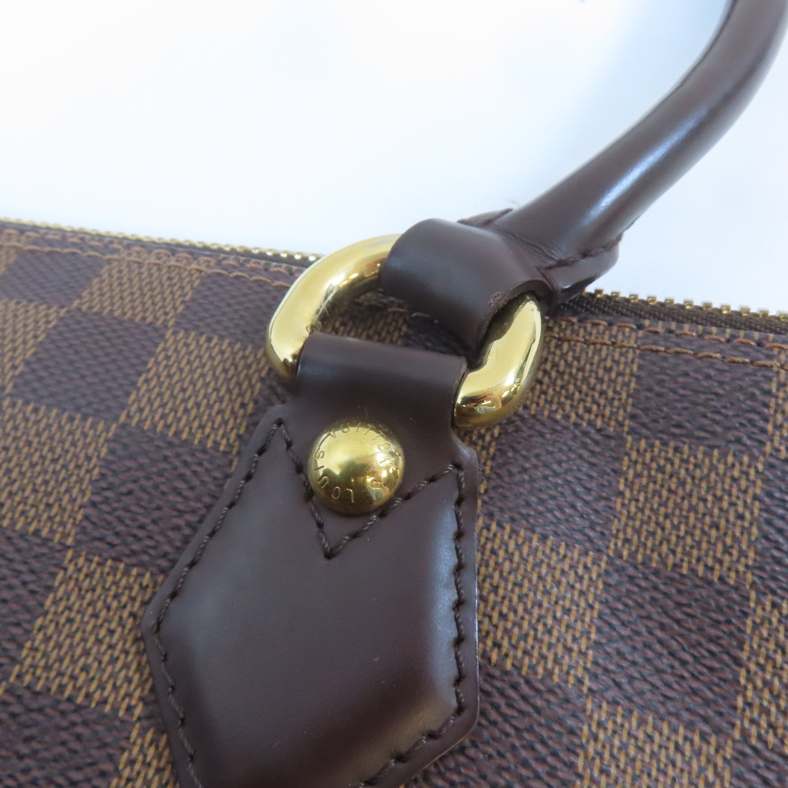 LOUIS VUITTON Damier Saleya MM金扣肩背袋啡色