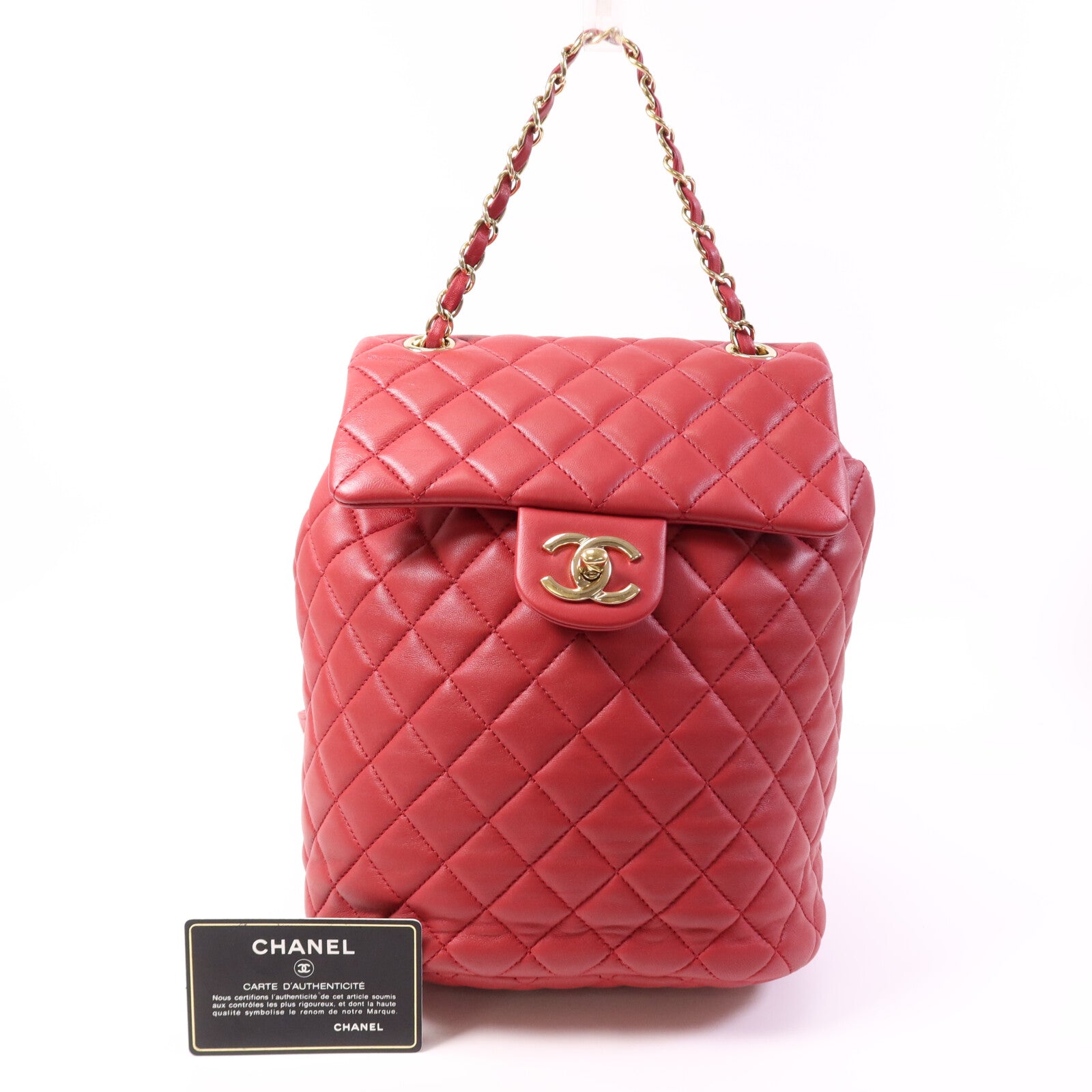 CHANEL 【激減優惠】羊皮皮革Backpack金扣鏈帶背包